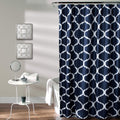 Lush Decor Navy Trellis Shower Curtain | 72x72 Soft Fabric Bath Liner