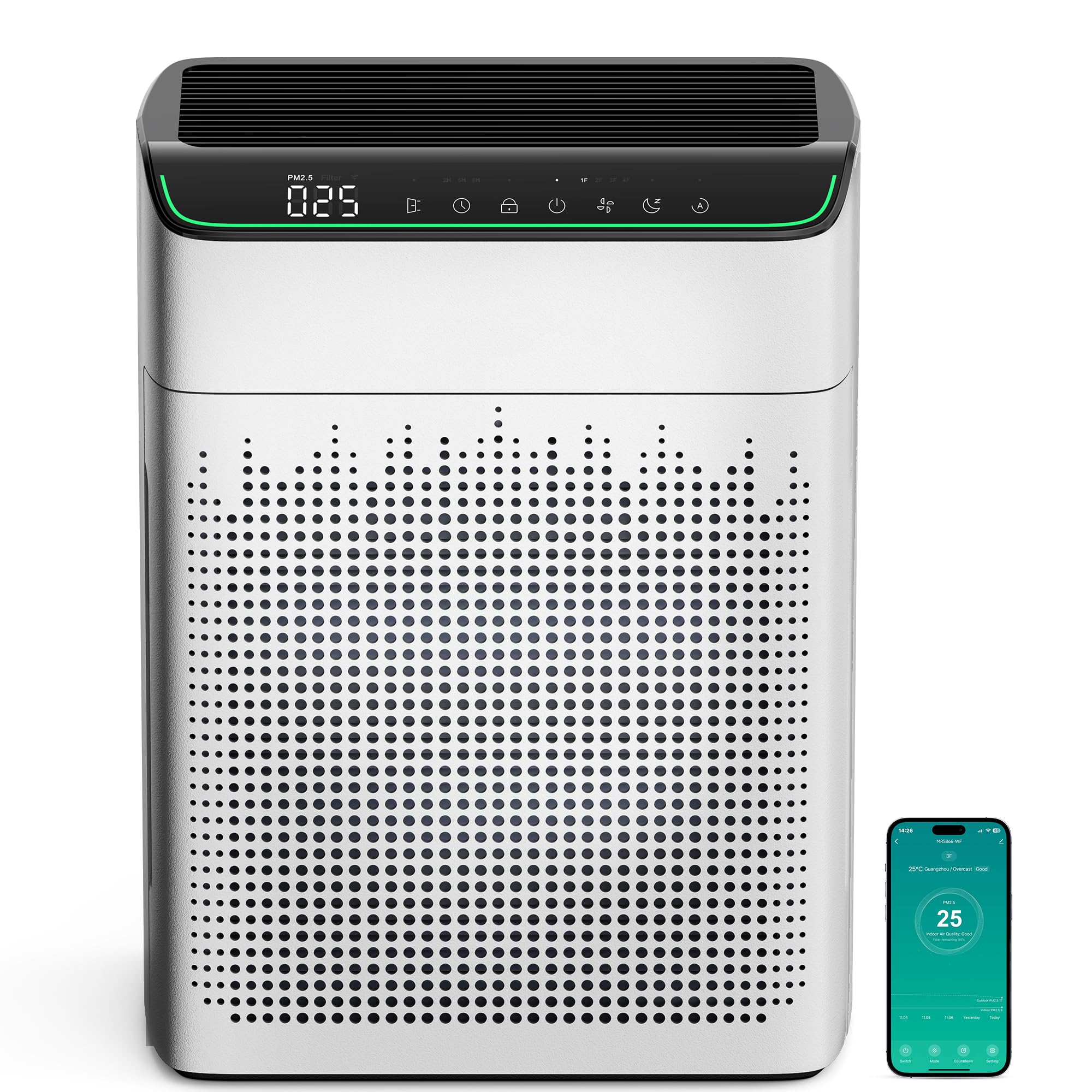 MERONTE Smart Air Purifier for Large Rooms | Wi-Fi & Alexa Compatible