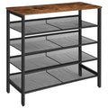 HOOBRO 5-Tier Shoe Rack – Industrial Rustic Brown Metal Storage Shelf