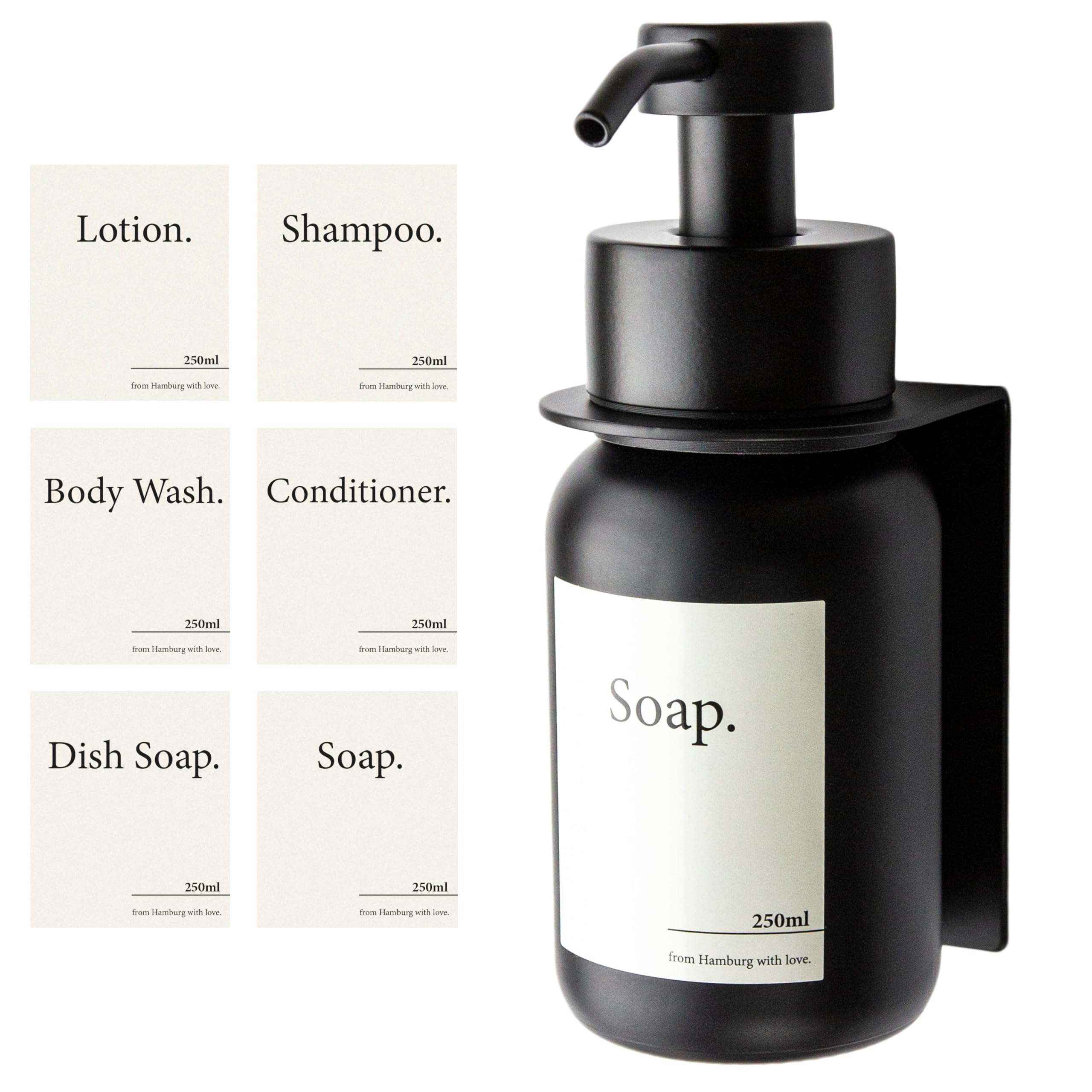Glass Soap Dispenser – Wall Mounted Stainless Steel Black