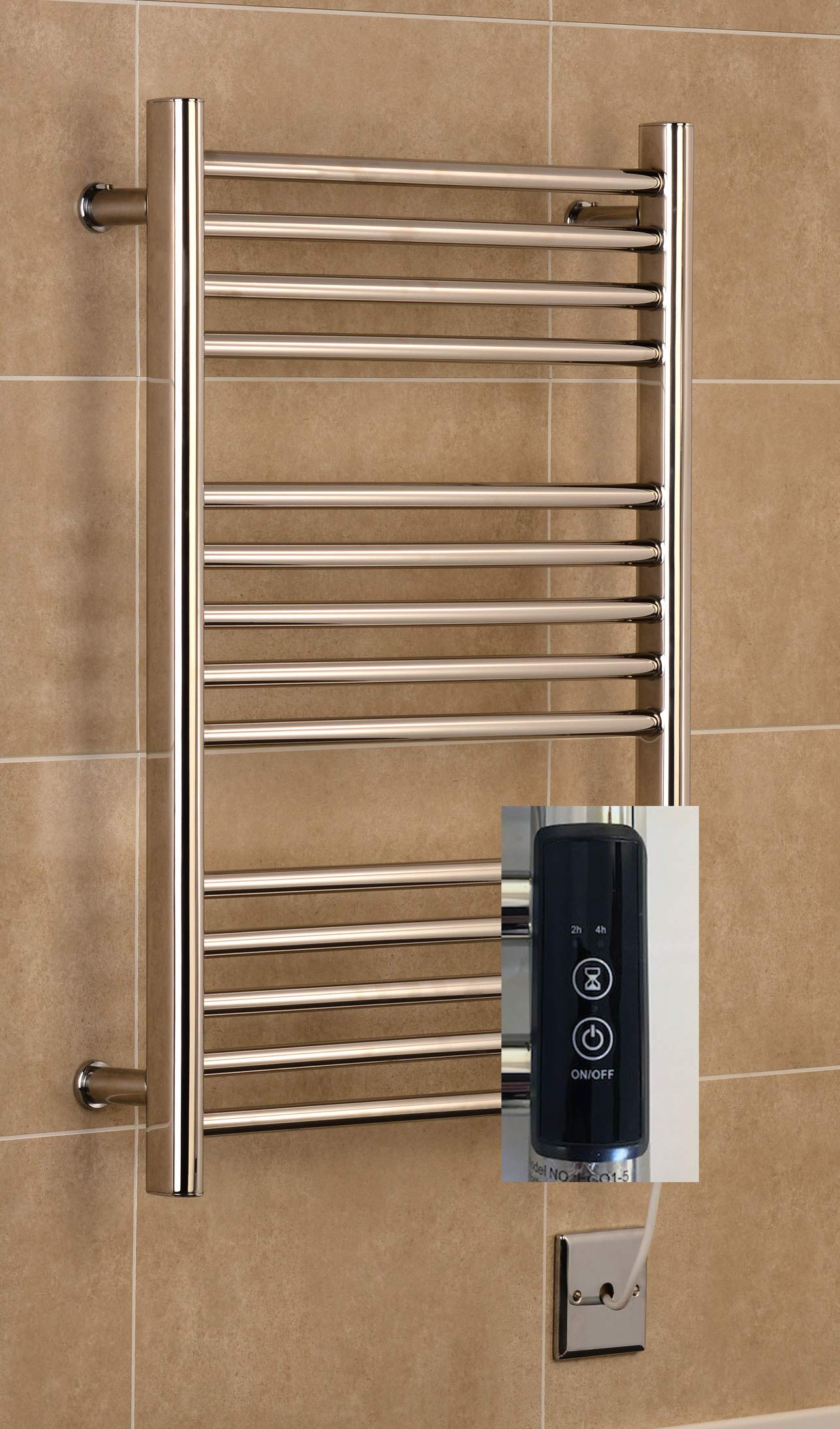 Manissa Siena Electric Heated Towel Rail | Stainless Steel 720x600mm