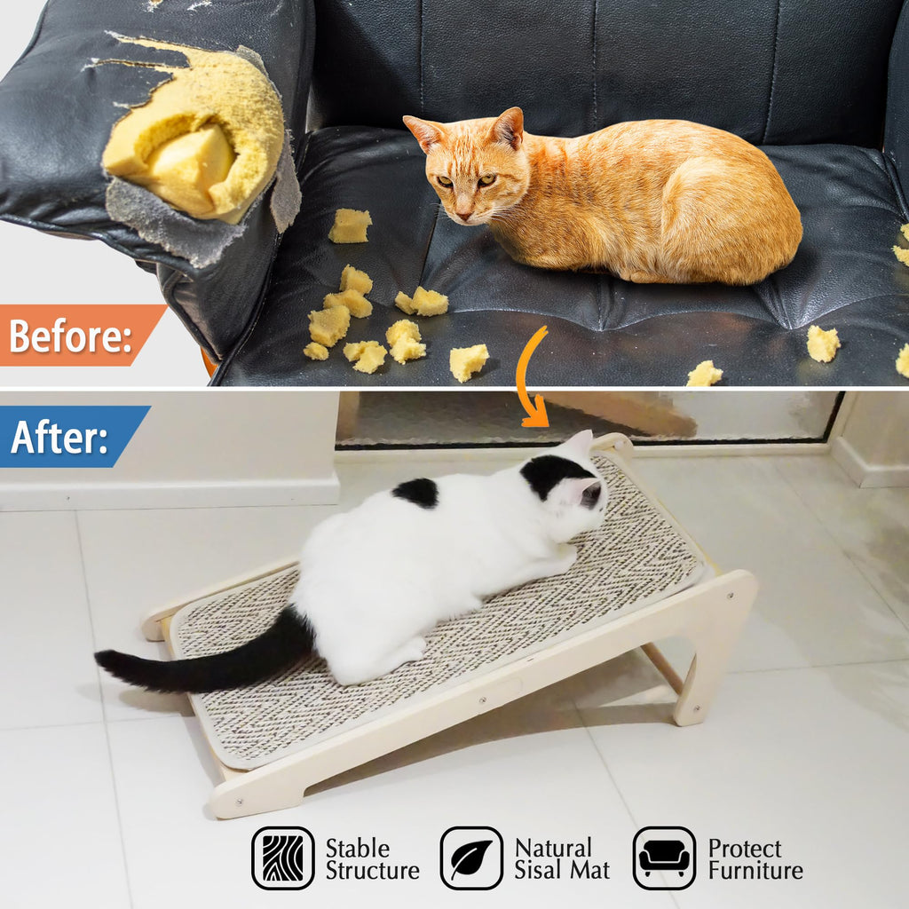 PETKARAY Sisal Cat Scratcher Ramp – L-Shape Wall Furniture Protector