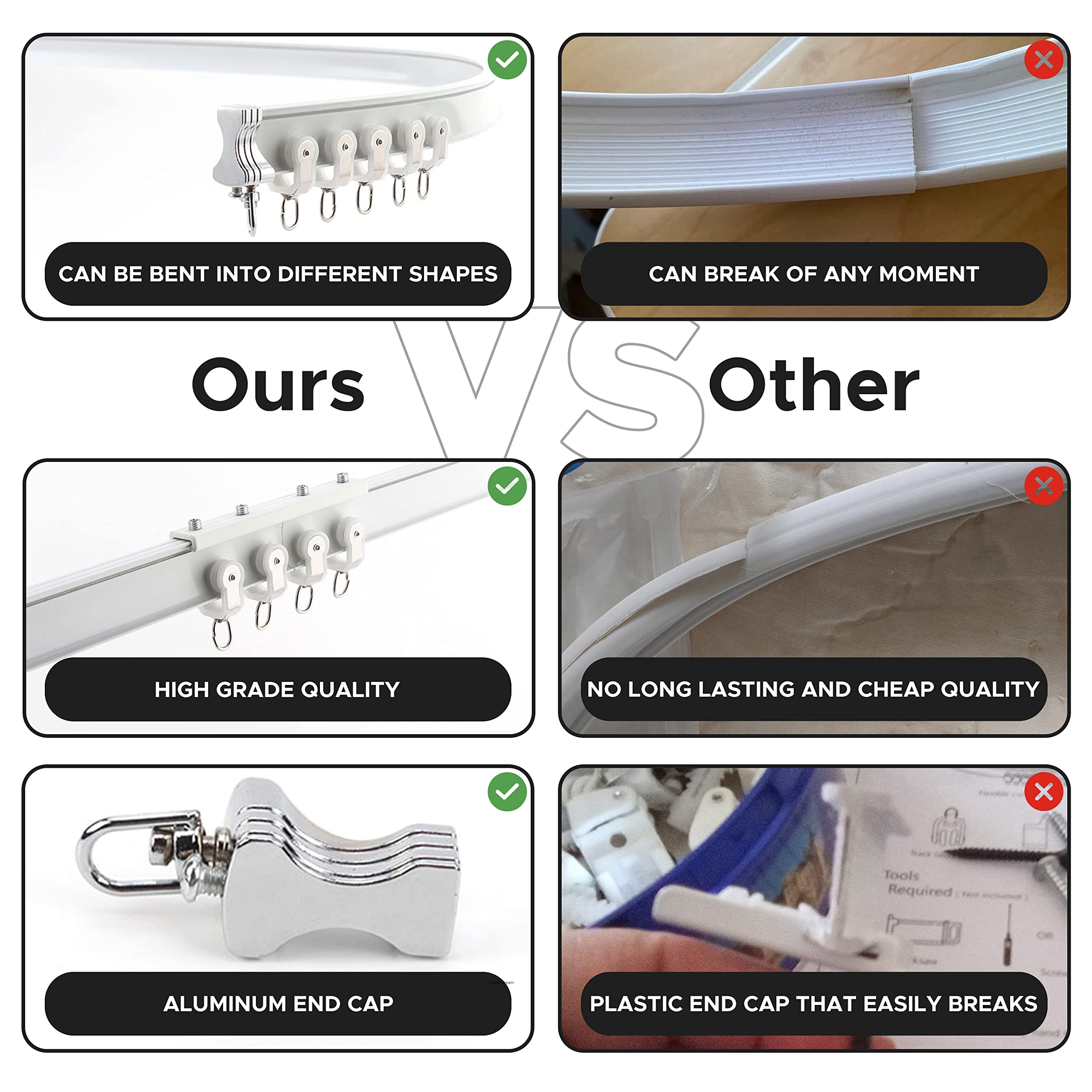 Aluminum Flexible Ceiling Curtain Track – 3m Bendable Rail