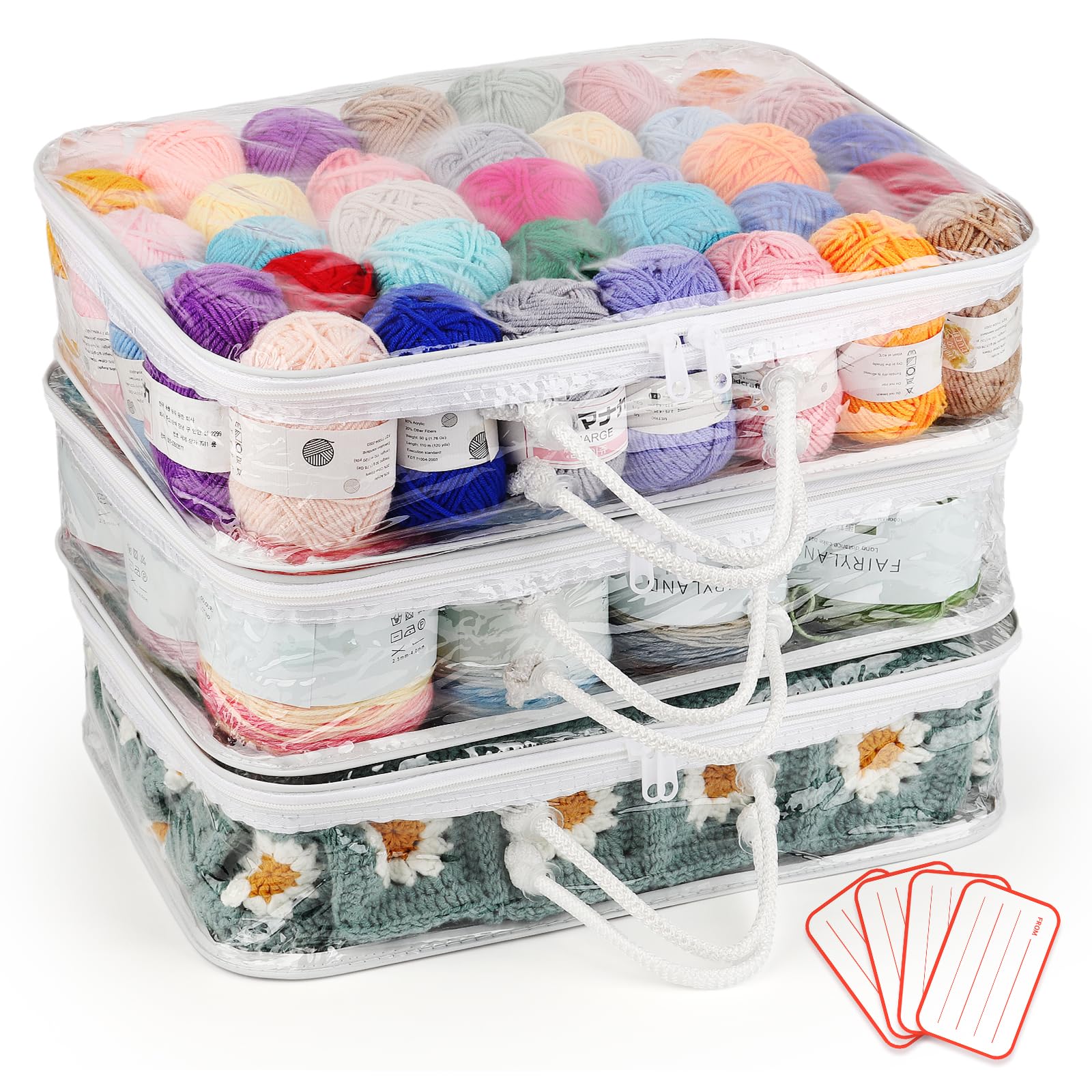 Coopay 3-Pack Clear Yarn Storage Organiser – Waterproof PVC Knitting Bag