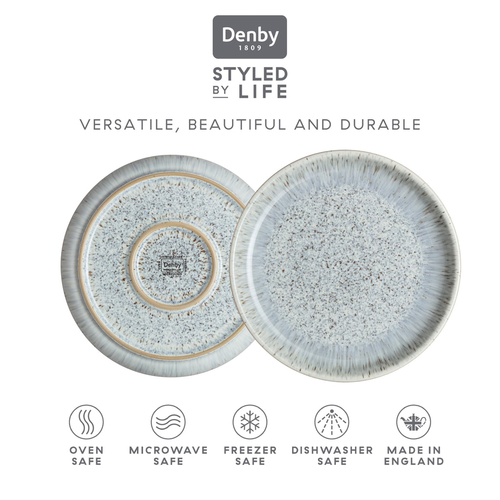 Denby Halo Speckle Medium Plates - Set of 2 Grey Ceramic Stoneware 21cm