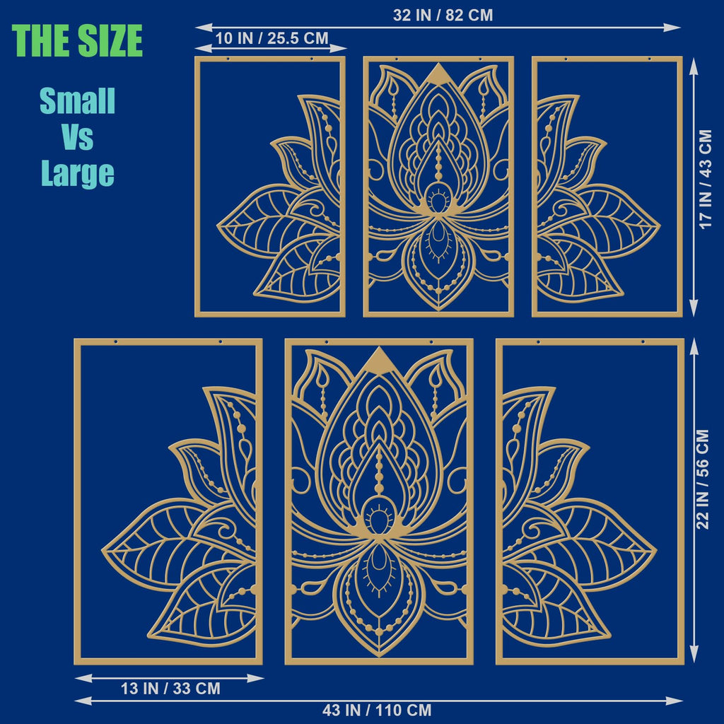 ESTART Metal Lotus Flower Wall Art – 3-Piece Large Mandala Zen Decor