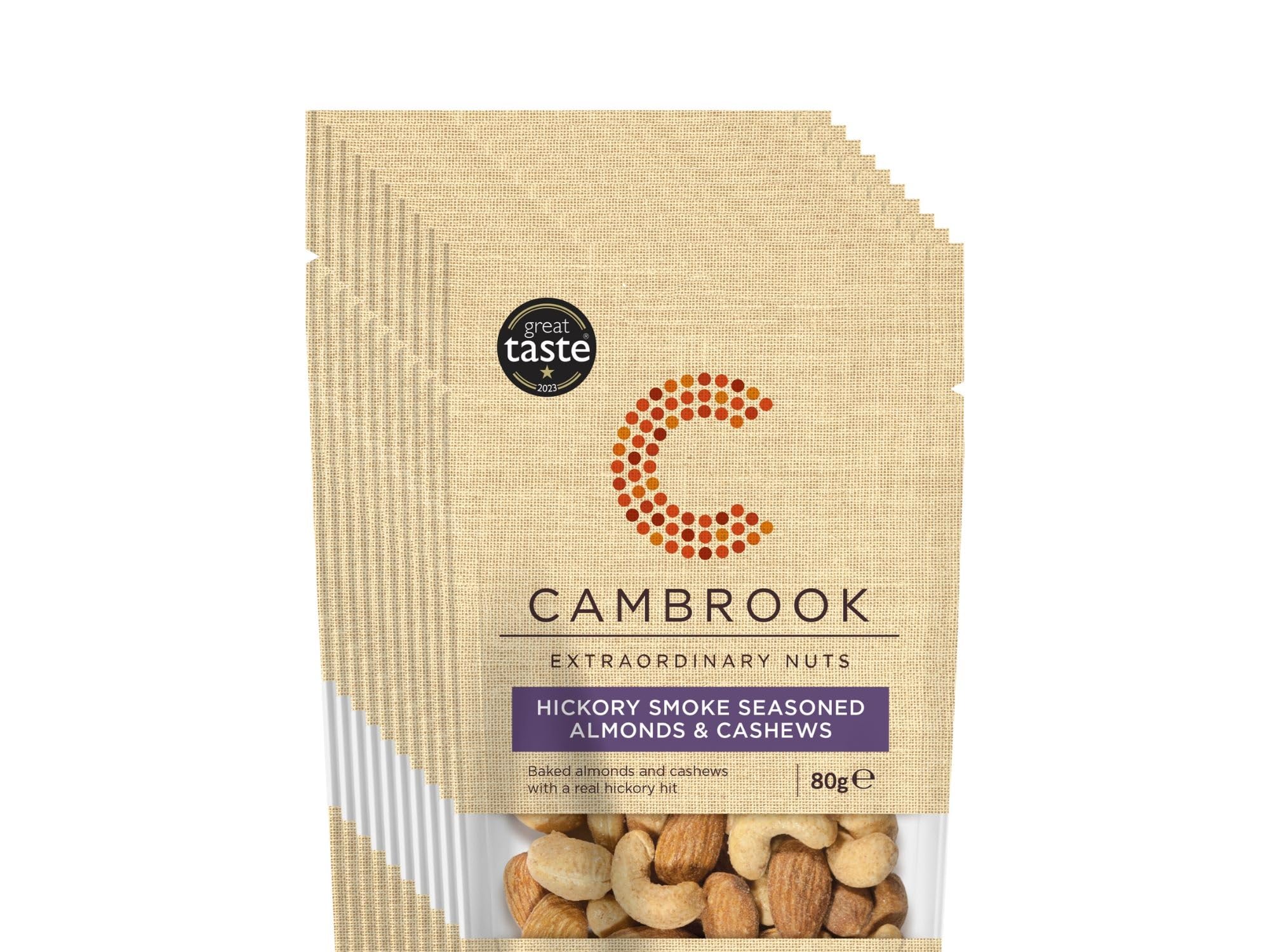 Cambrook Hickory Smoke Seasoned Almonds & Cashews - 80g (Pack of 9)