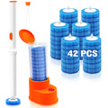 JEHONN Disposable Toilet Brush Set with 42 Refills and Hidden Tweezers