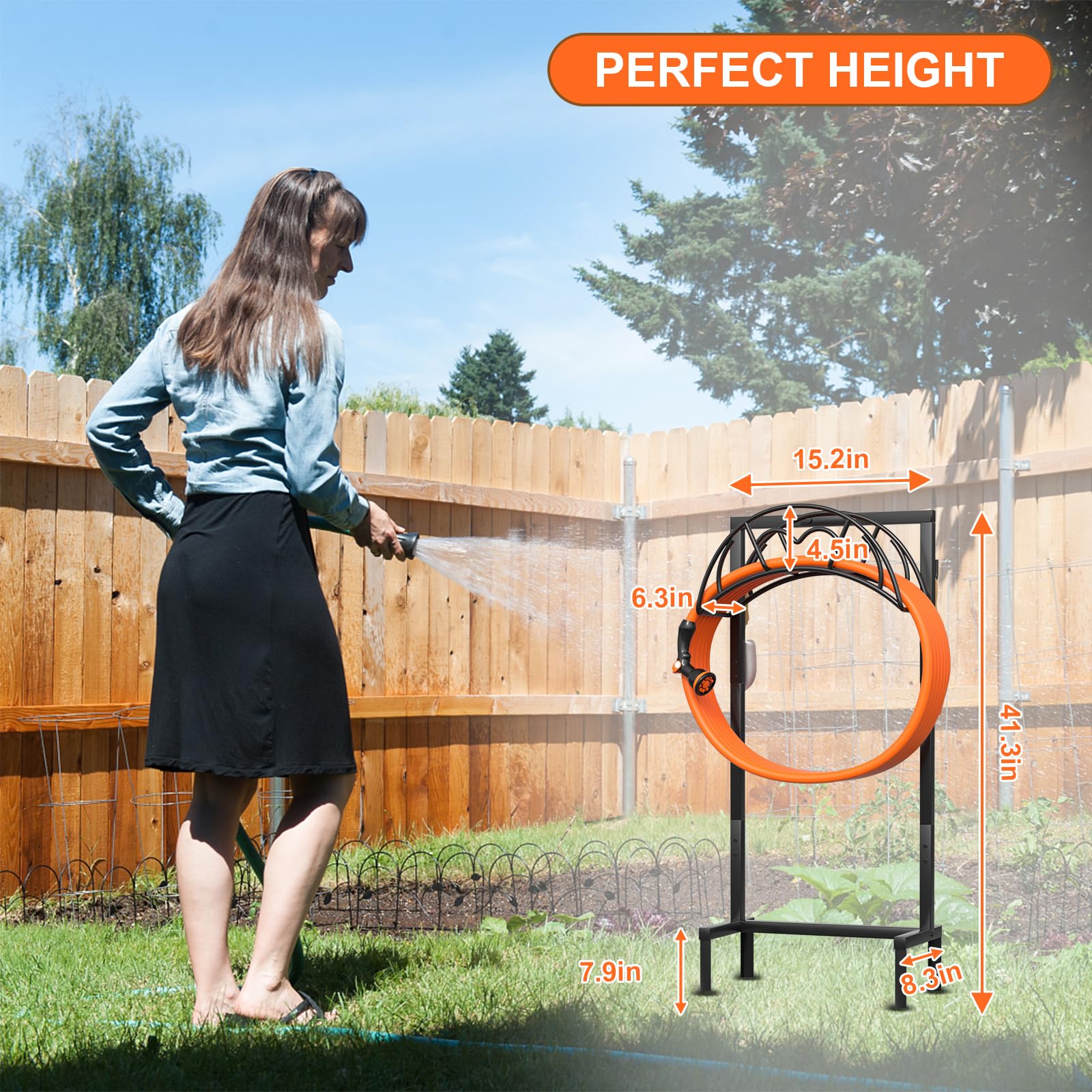 VyGrow Freestanding Garden Hose Holder – Heavy Duty Metal Hose Stand