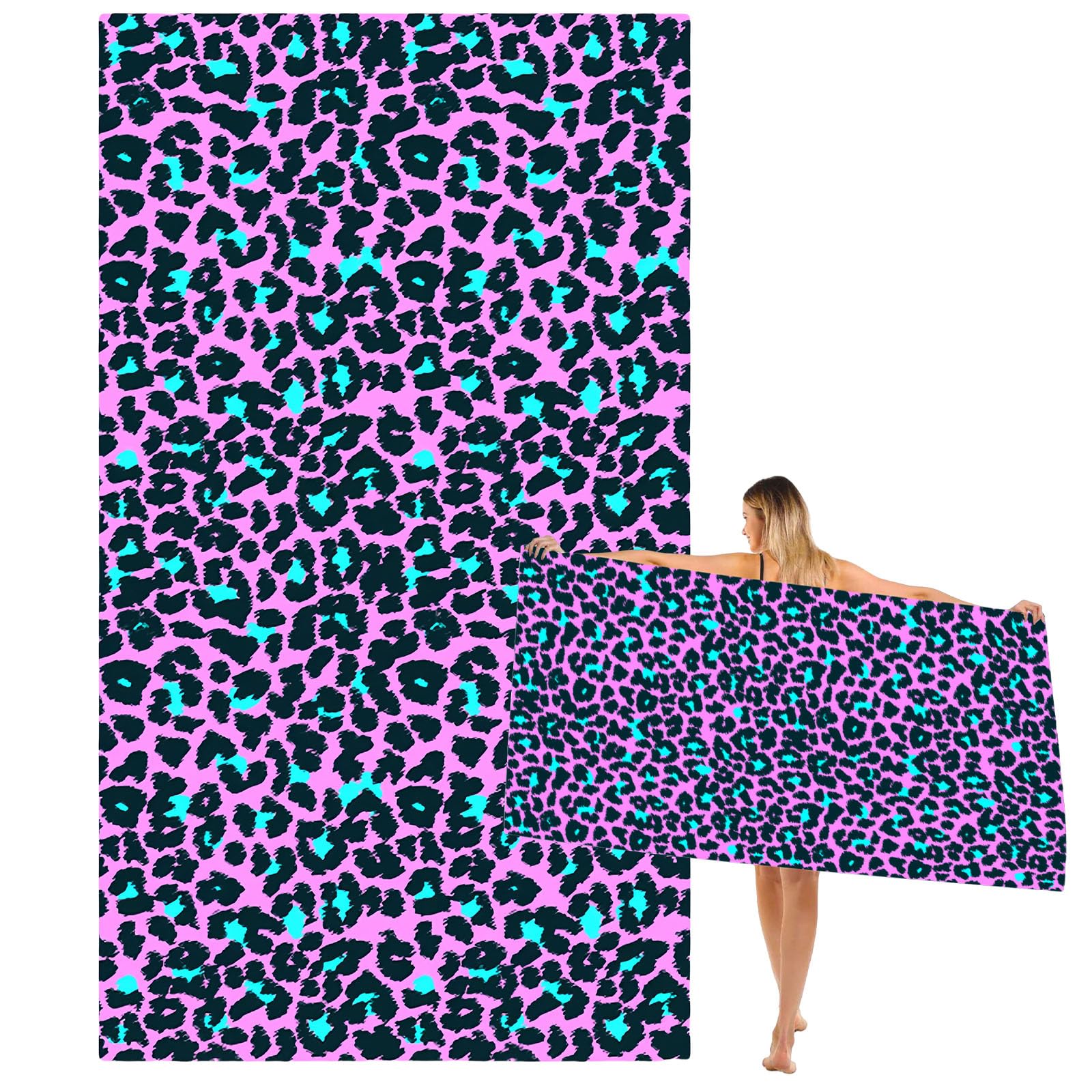 Purple Leopard Microfibre Beach Towel – Quick Dry & Sand Free