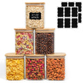 27oz Glass Food Storage Jars with Airtight Bamboo Lids - Set of 6