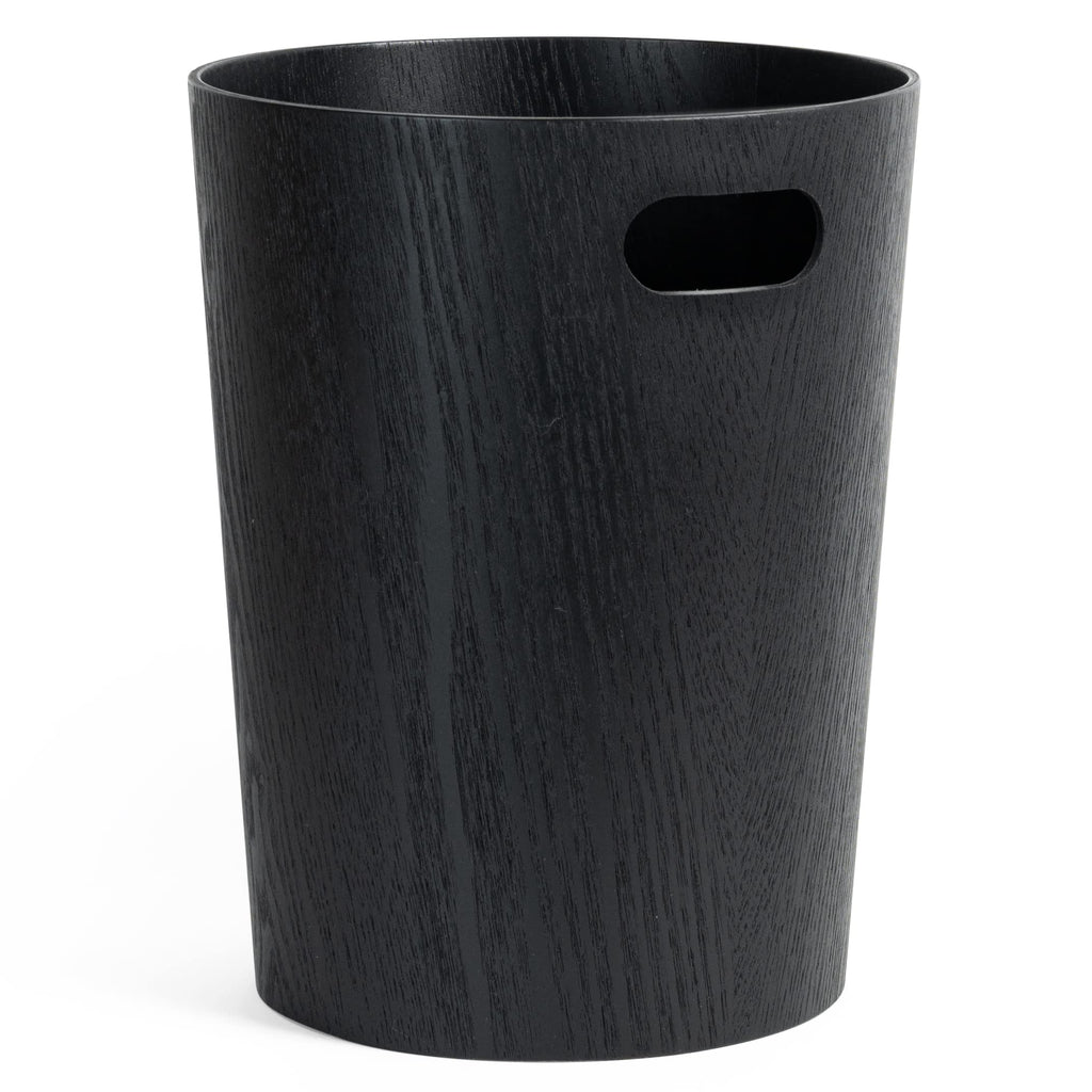 Kazai Börje Real Wood Waste Paper Bin | 9L Oak Black Wooden Basket
