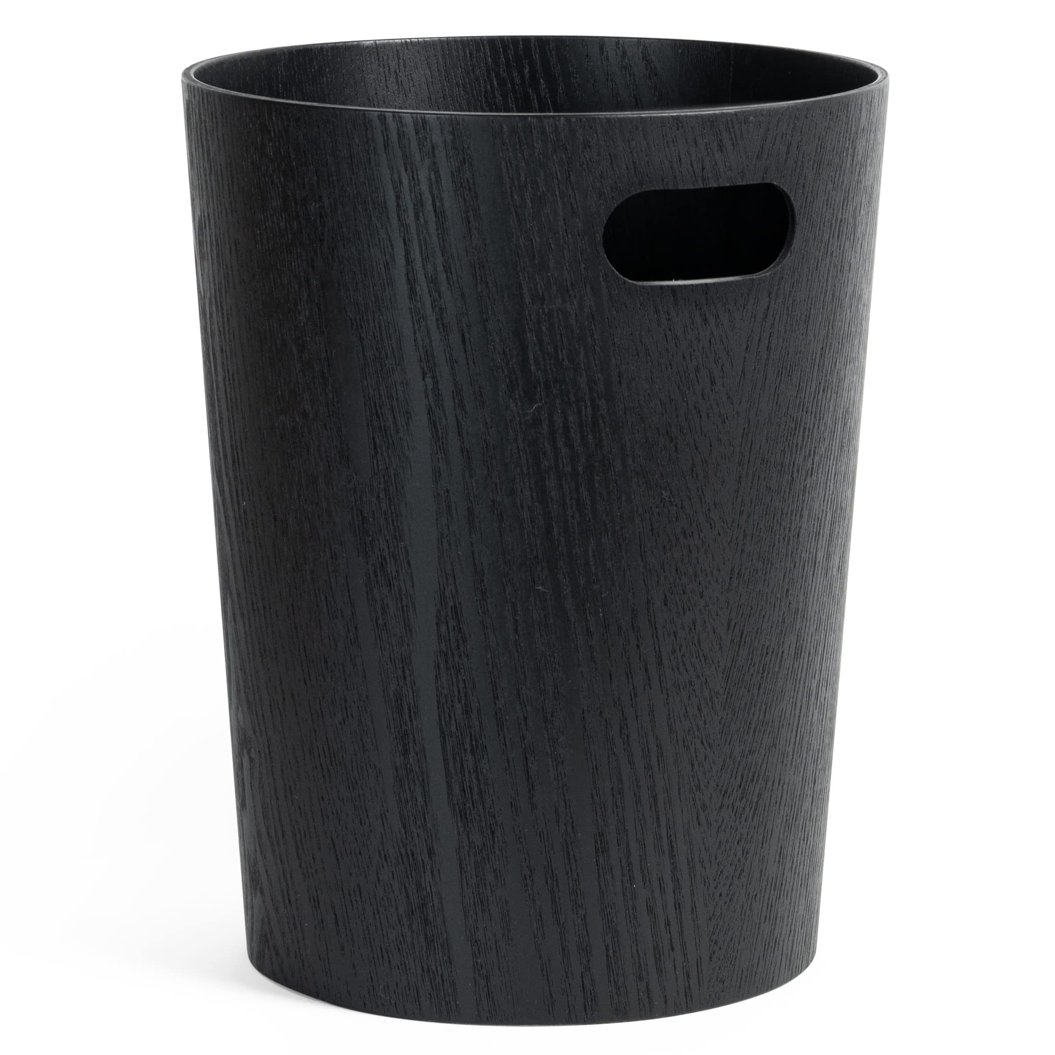 Kazai Börje Real Wood Waste Paper Bin | 9L Oak Black Wooden Basket