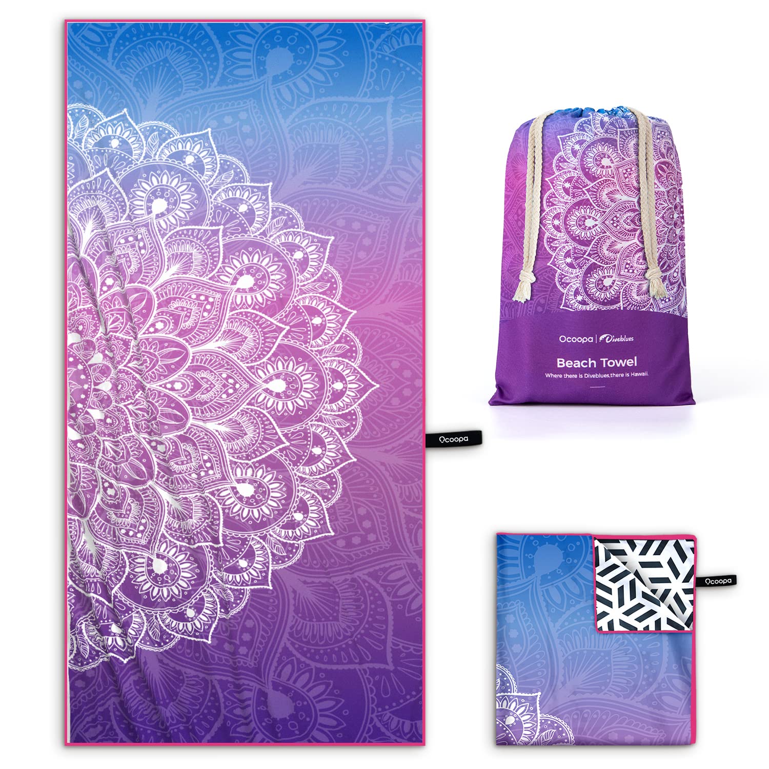 OCOOPA Microfiber Beach Towel – Extra Large Sand Free Quick Dry Travel Towel