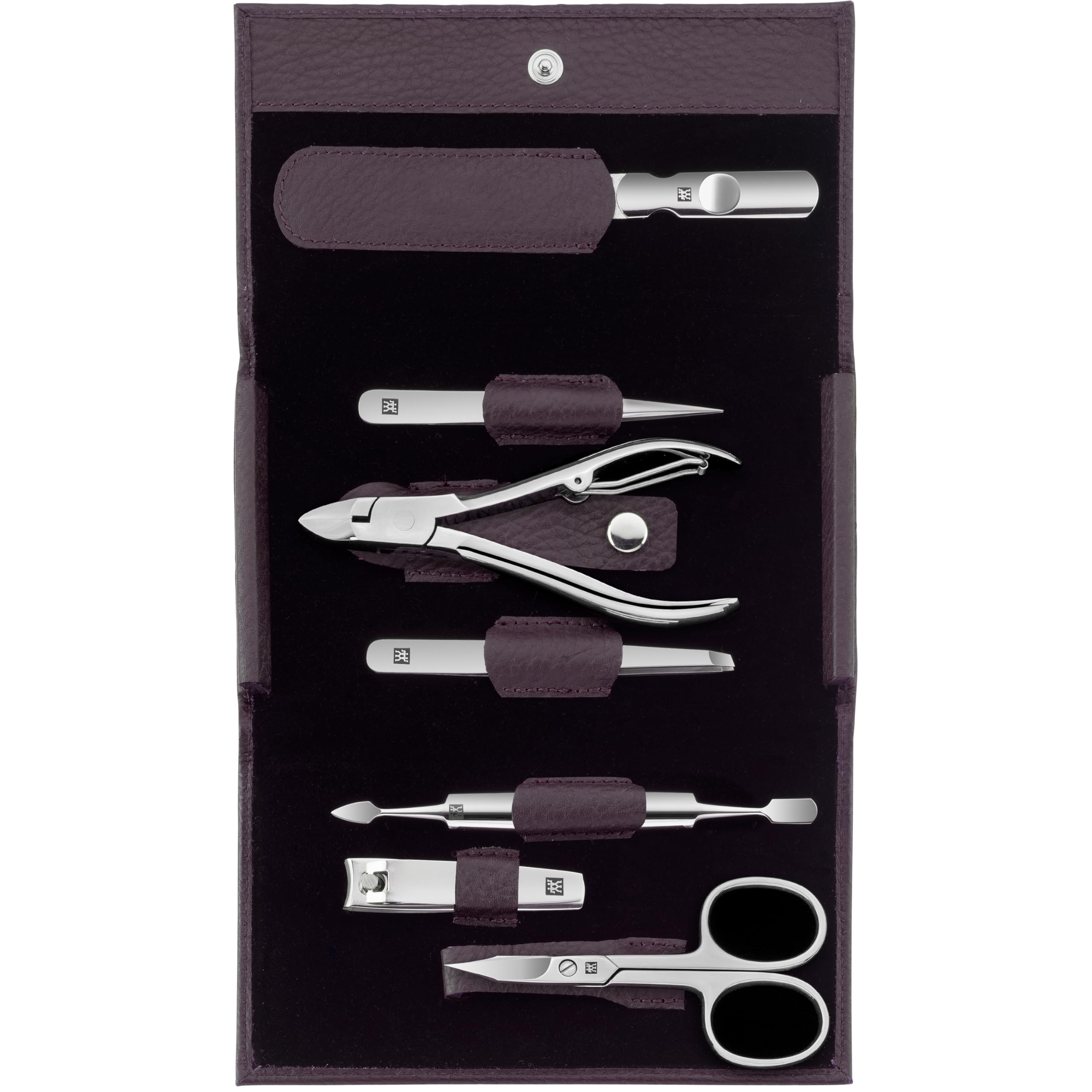 Zwilling Classic Inox 7-Piece Manicure Set | Purple Cow Leather Case