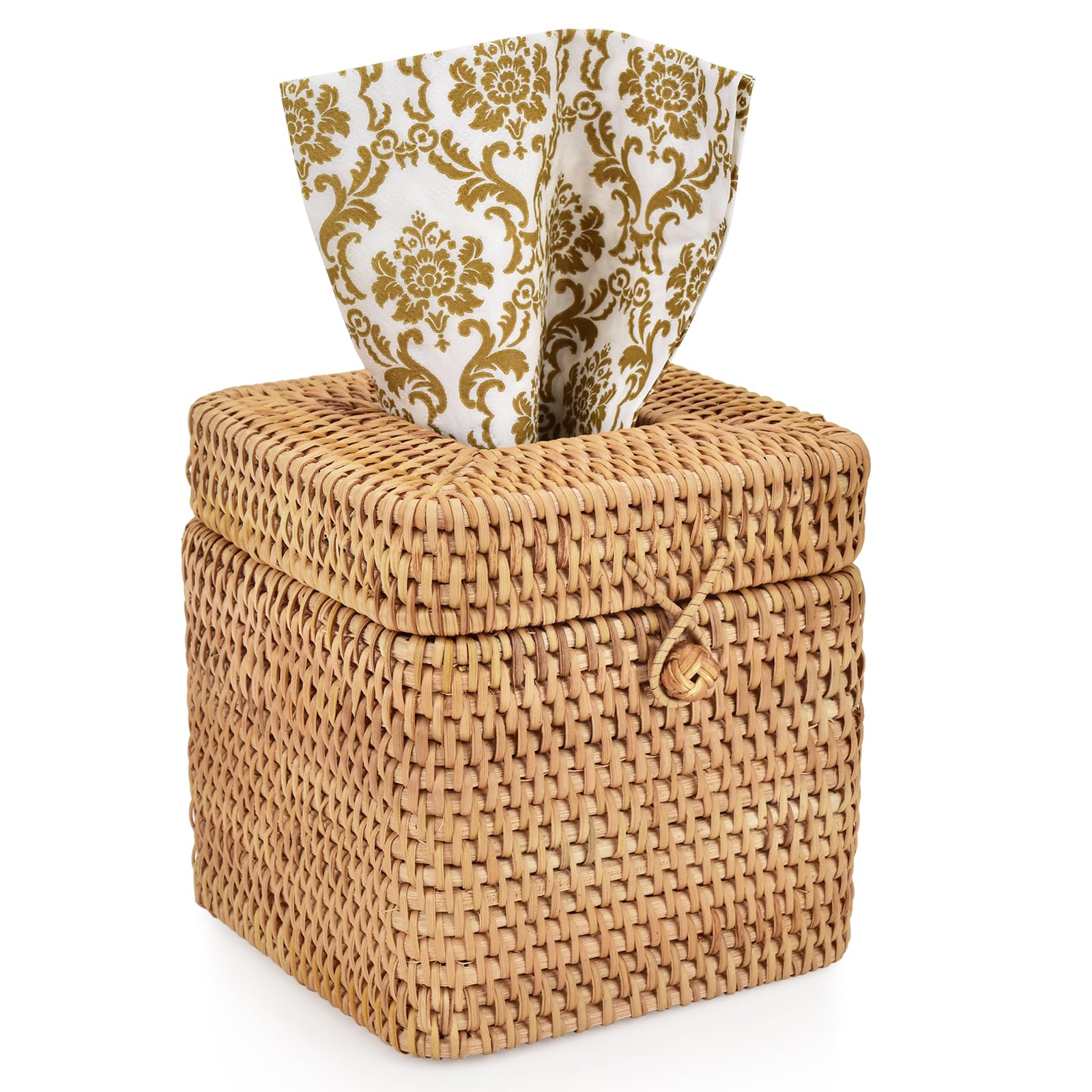 Square Rattan Tissue Box Cover – Handmade Wicker Holder