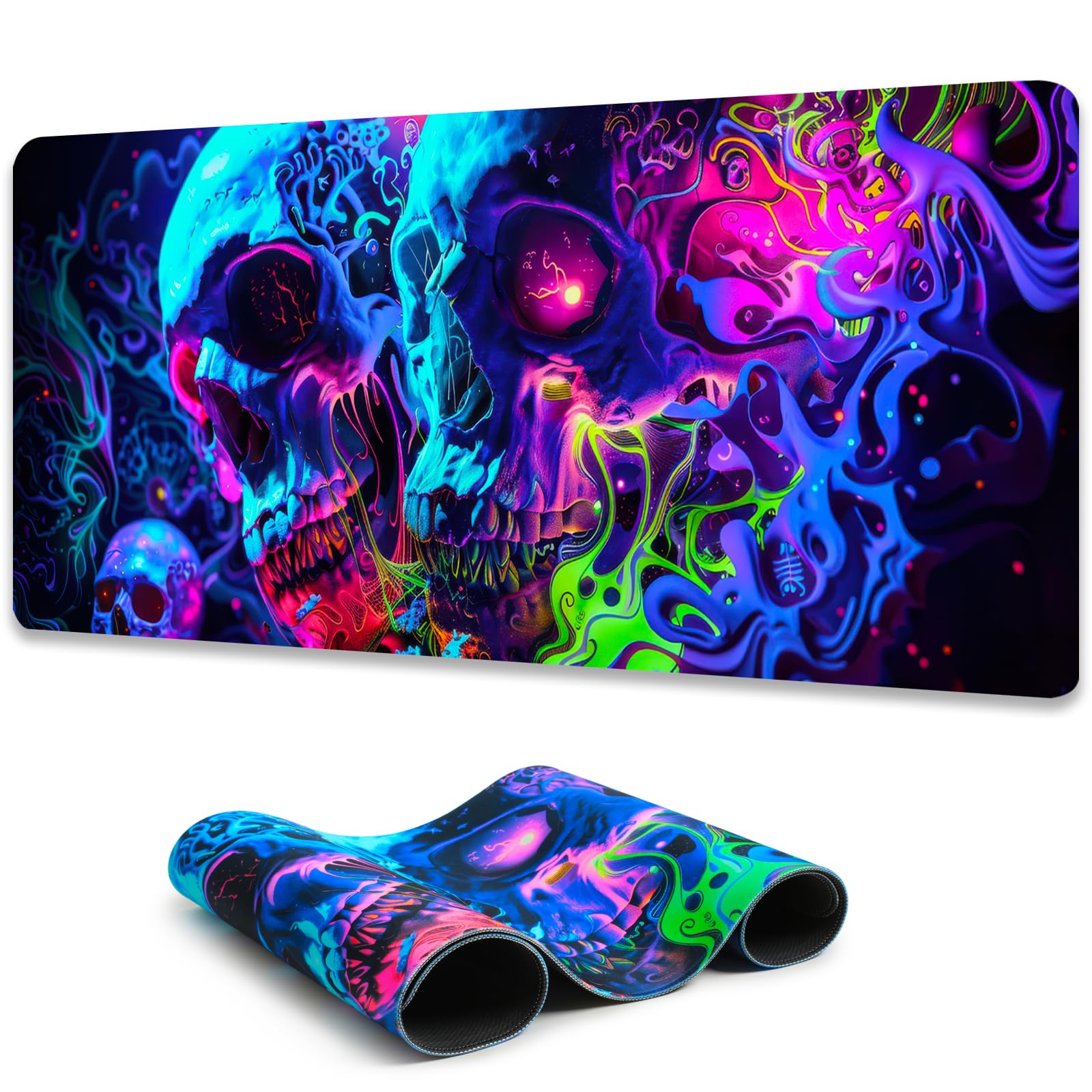 Horror Skull Gaming Mouse Pad – Large Blacklight Desk Mat