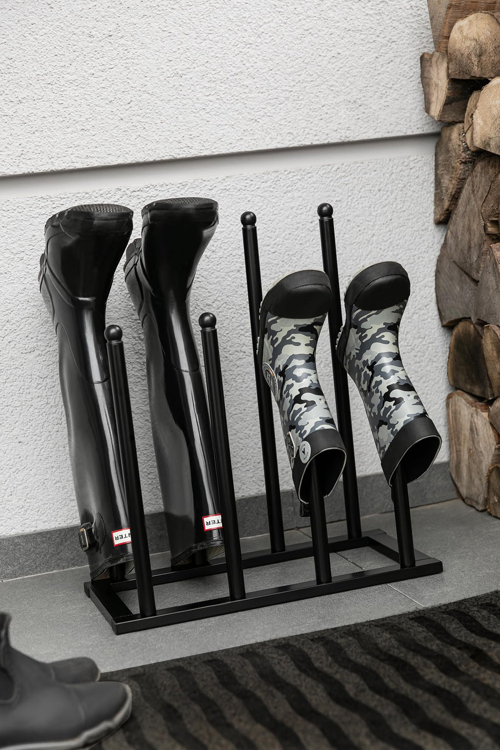 Jolof Store Welly Boot Rack – 4 Pair Steel Indoor & Outdoor Storage Stand