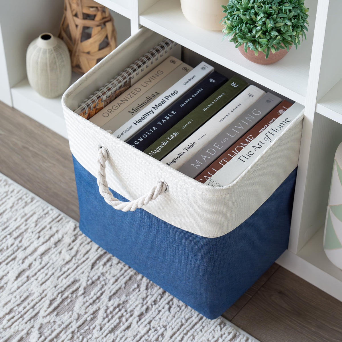OrganiHaus Fabric Storage Boxes, Set of 3 Foldable 33X33 Cube Organiser Bins with Rope Handles for Shelves, Nursery & Closet - image 4