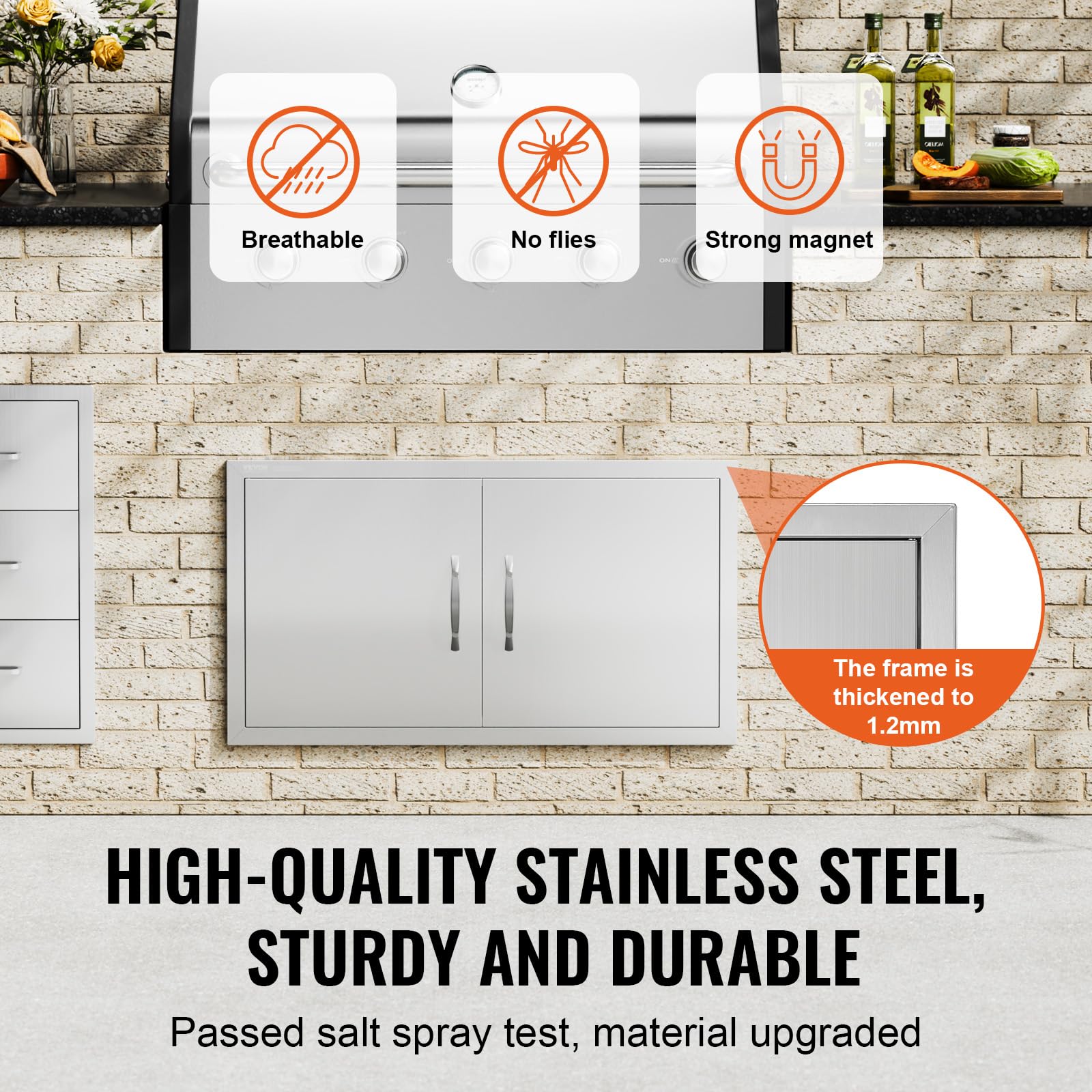 VEVOR 34x19 Inch BBQ Access Door | Stainless Steel Double Kitchen Door