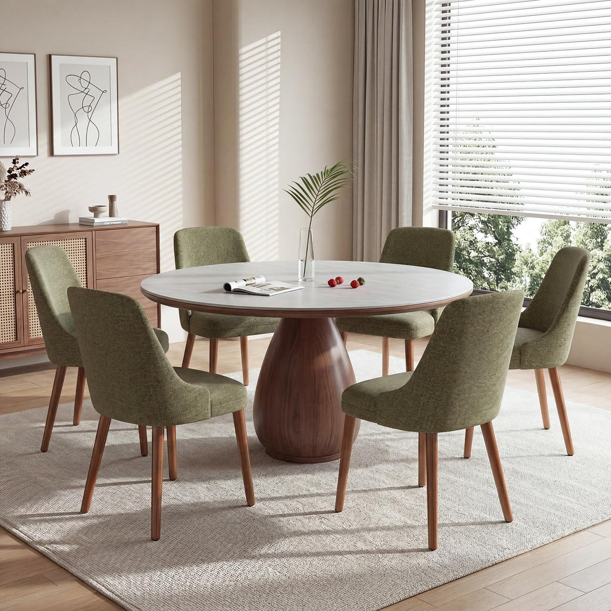 Dining Chairs Set of 6, Upholstered Dining Room Chairs with Ergonomic High Back, Thick Padded Seat, Skin-Friendly Fabric - image 1