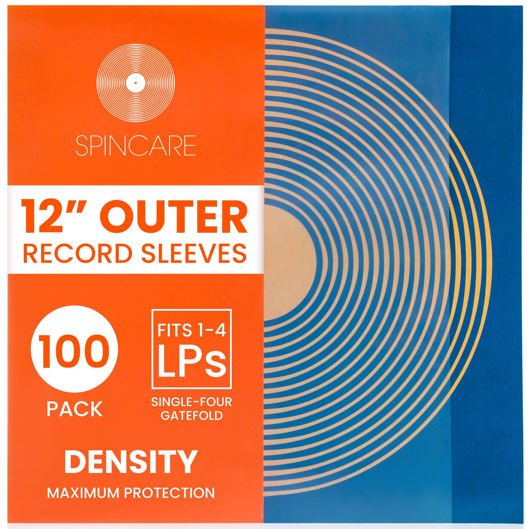 Spincare 12 Inch UV Protection Vinyl Record Sleeves - 100 Pack LP Covers