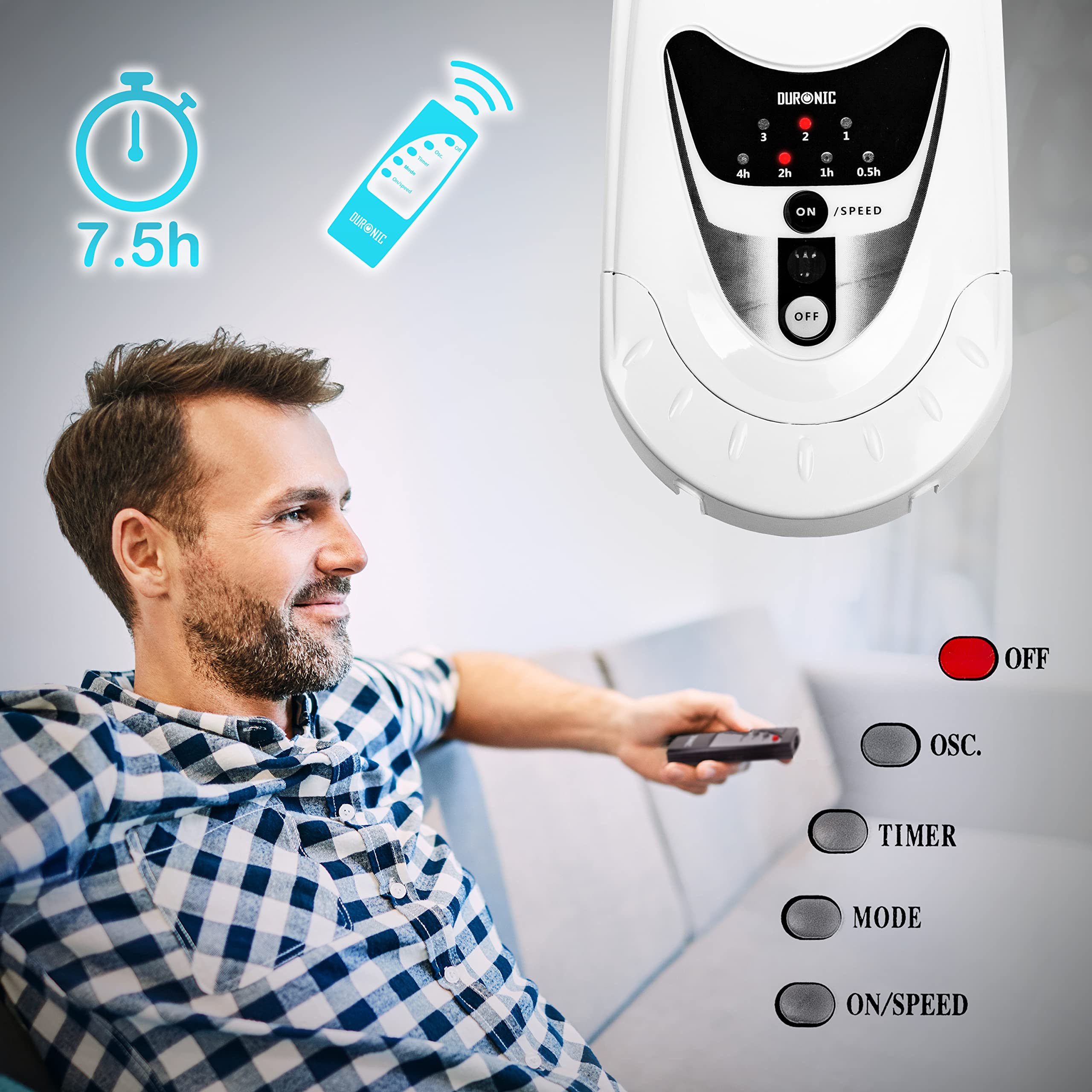 Duronic FN55 Wall Fan | 16" Oscillating 5-Blade Fan with Remote & Timer