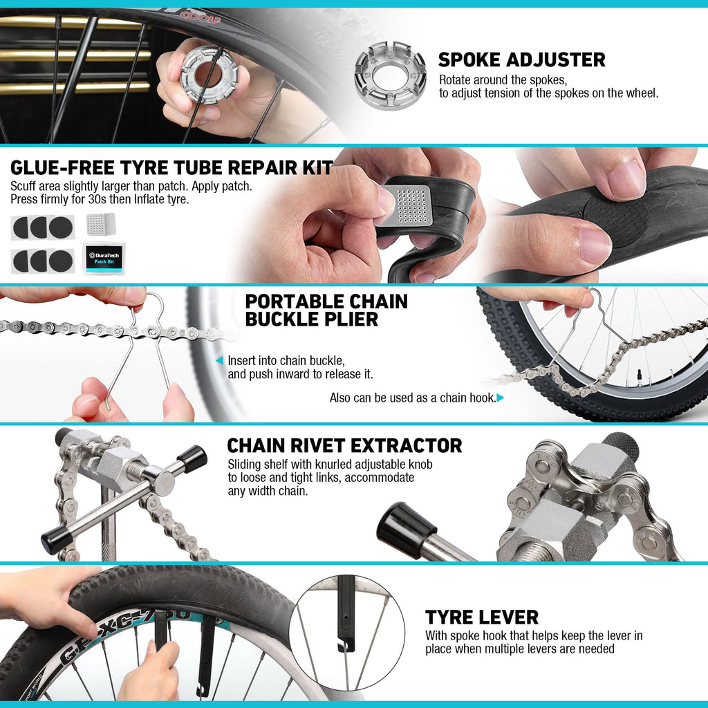 DURATECH 31-Piece Bicycle Repair Tool Kit with Portable Storage Case