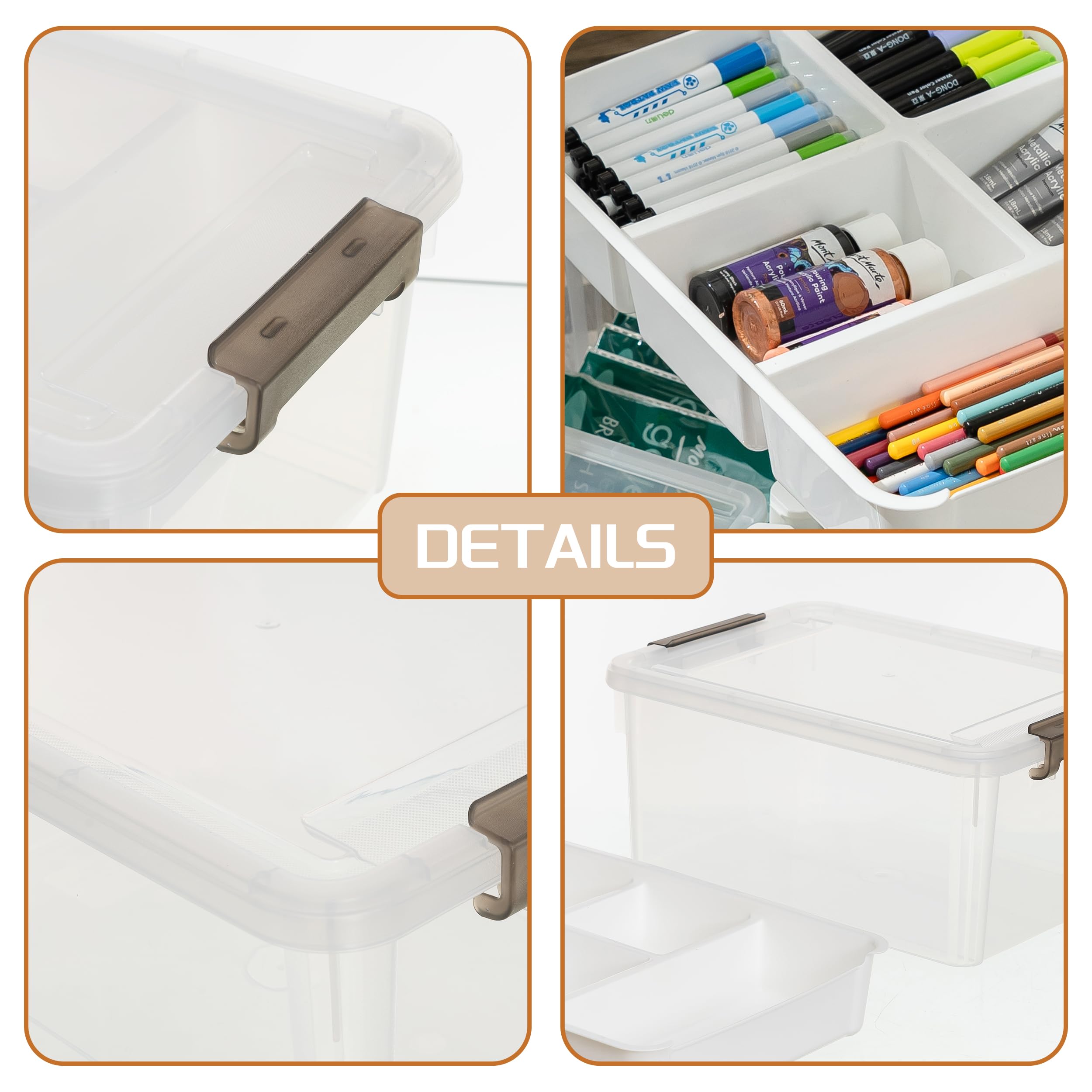 Citylife 16L Clear Plastic Storage Boxes with Removable Tray – 4 Pack