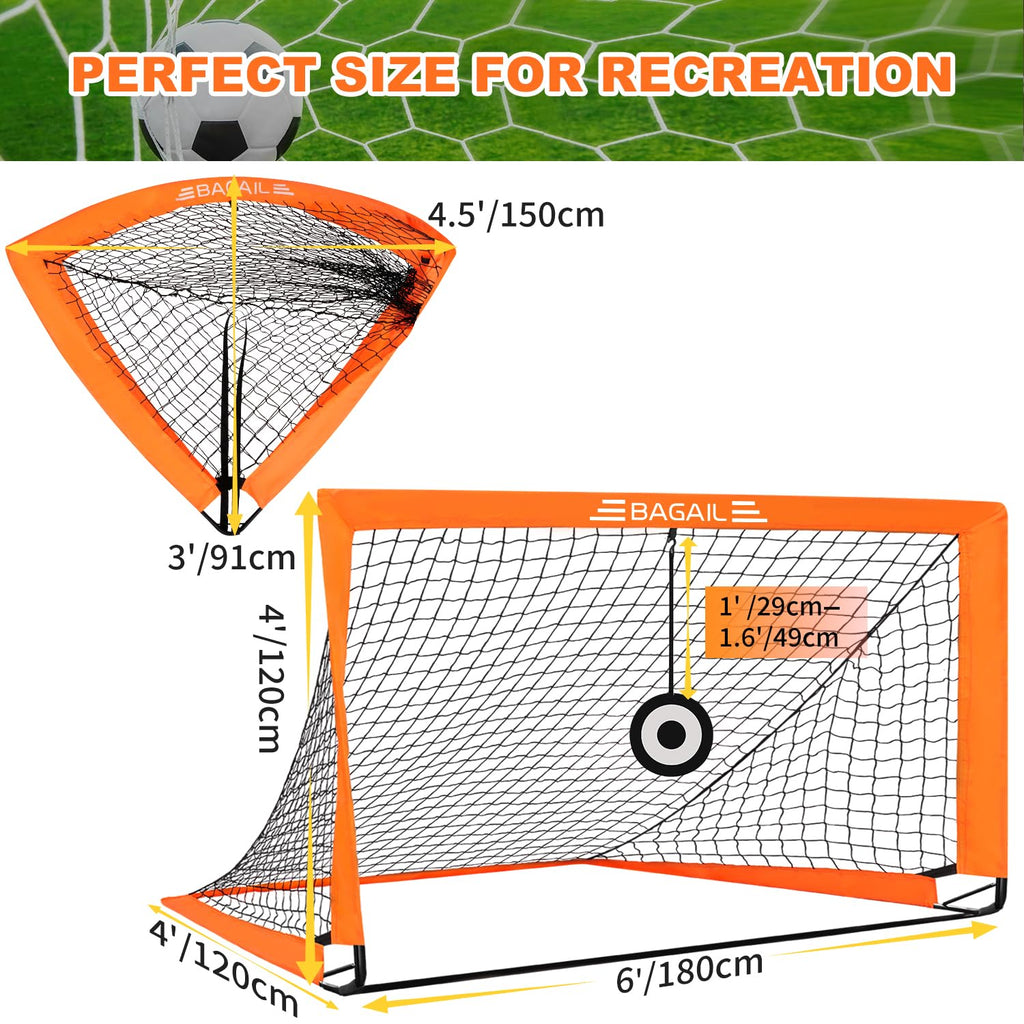 BAGAIL Pop Up Football Goal | Portable Soccer Net with Target & Carry Bag