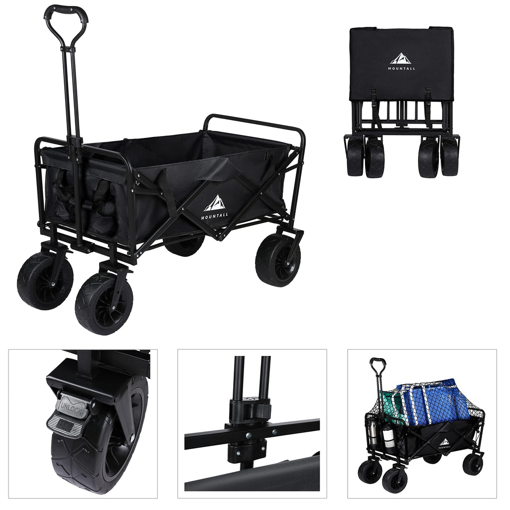 Jolof Store Heavy Duty Folding Wagon | All-Terrain Utility Cart - Black