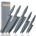 GOLTICH 5-Piece Stainless Steel Kitchen Knife Set with Sheaths – Grey