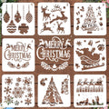 LYPER Christmas Stencils – 8 Pack Reusable Plastic Painting Templates