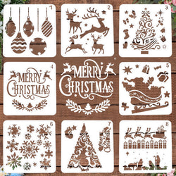 LYPER Christmas Stencils – 8 Pack Reusable Plastic Painting Templates