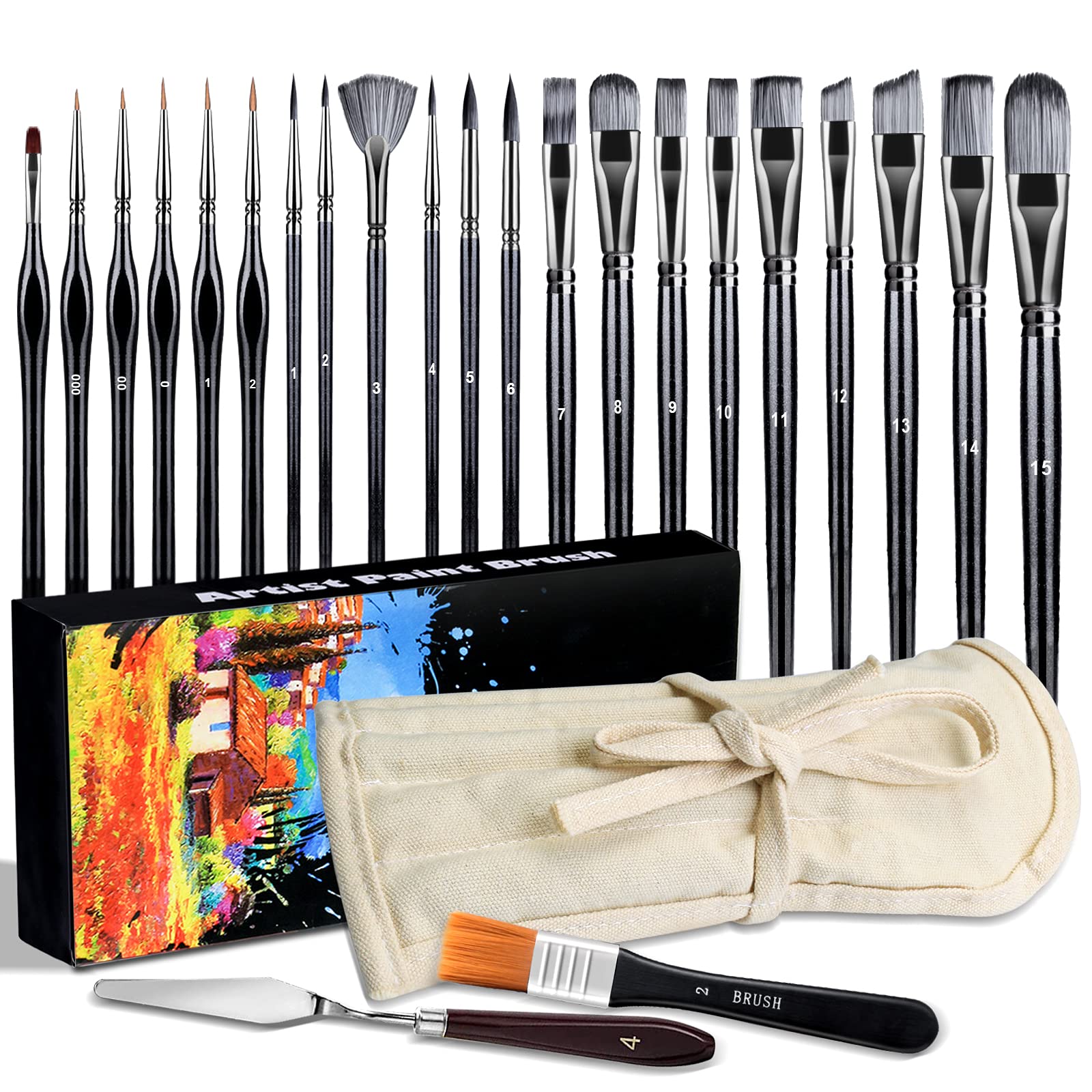 Jolof Store 23-Piece Artist Paint Brush Set | Professional Nylon Bristles
