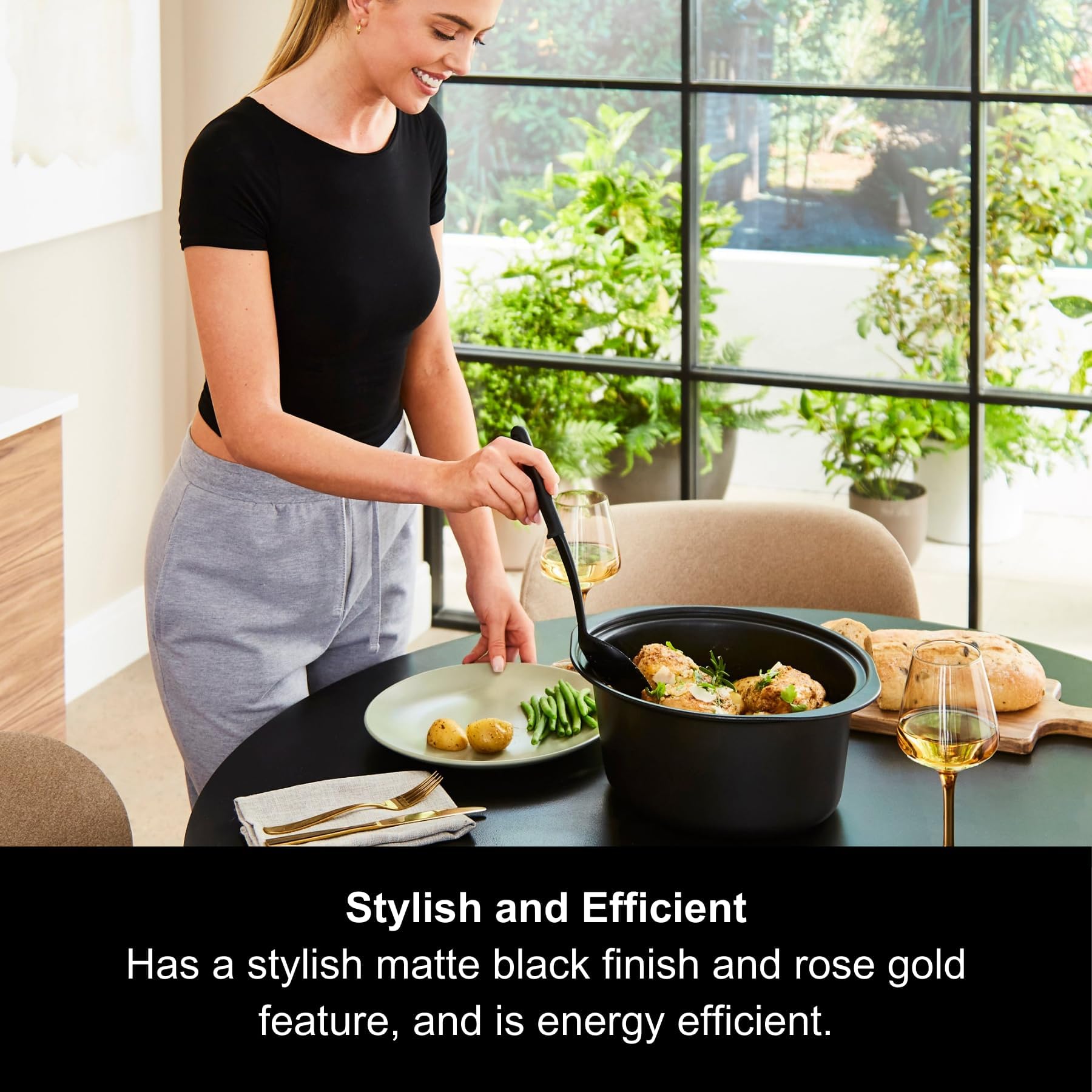 Morphy Richards 6.5L Sear and Stew Slow Cooker | Matte Black & Rose Gold