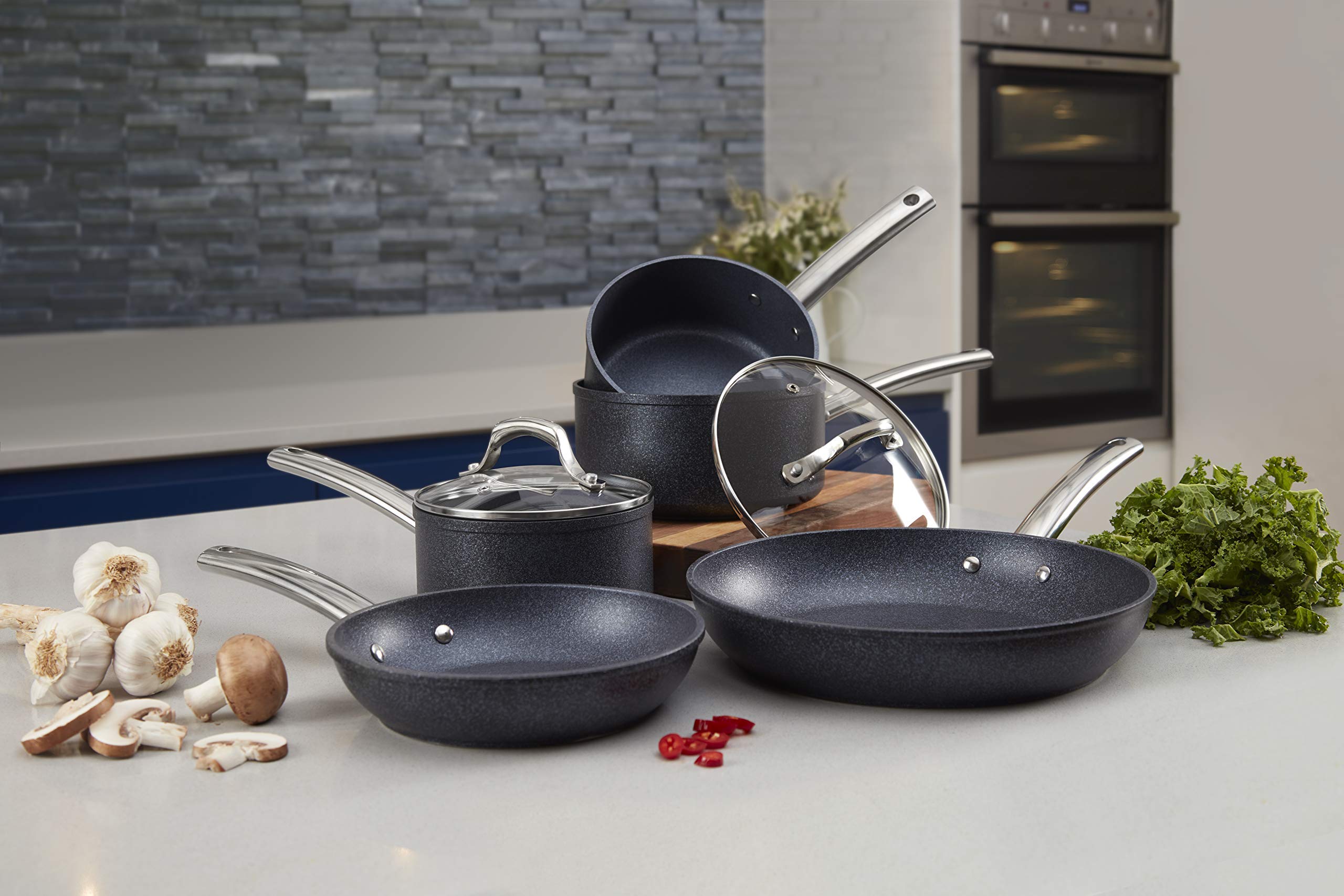 Tower TruStone 5 Piece Non-Stick Induction Cookware Set – Violet Black