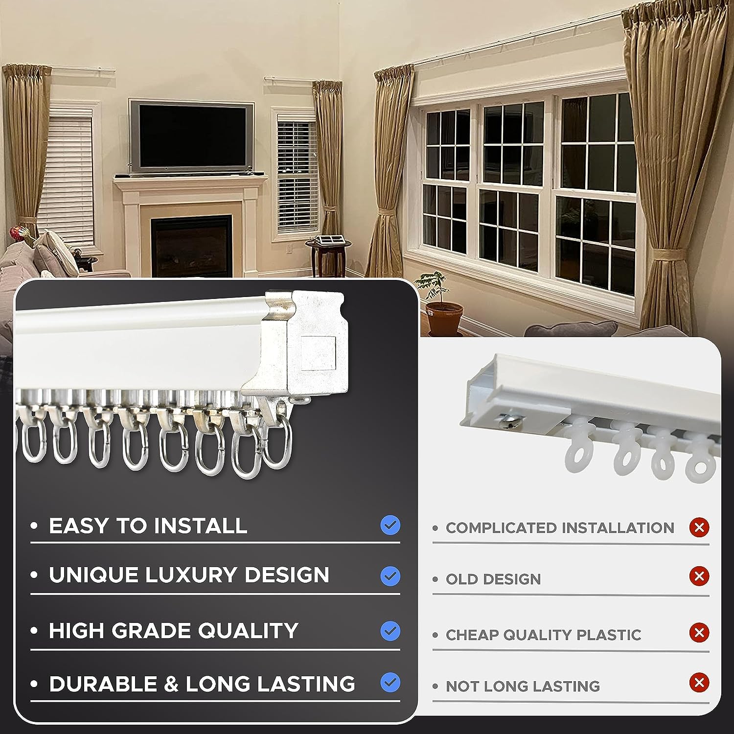 Heavy-Duty Aluminum Ceiling Curtain Track Set for Room Dividers
