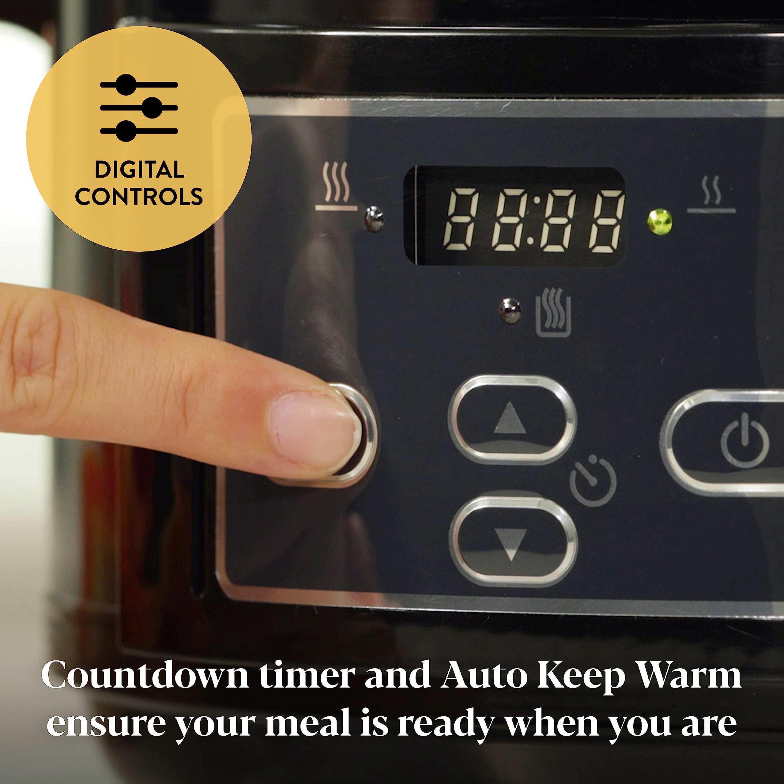 Crock-Pot Digital Slow Cooker | 4.7L Hinged Lid Programmable Timer – Black