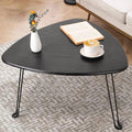 FEUFOAM Black Folding Coffee Table Small Oval Coffee Tables Wooden Triangle Floor Desk for Sitting on the Floor Mid Century Modern Center Sofa Table - image 1