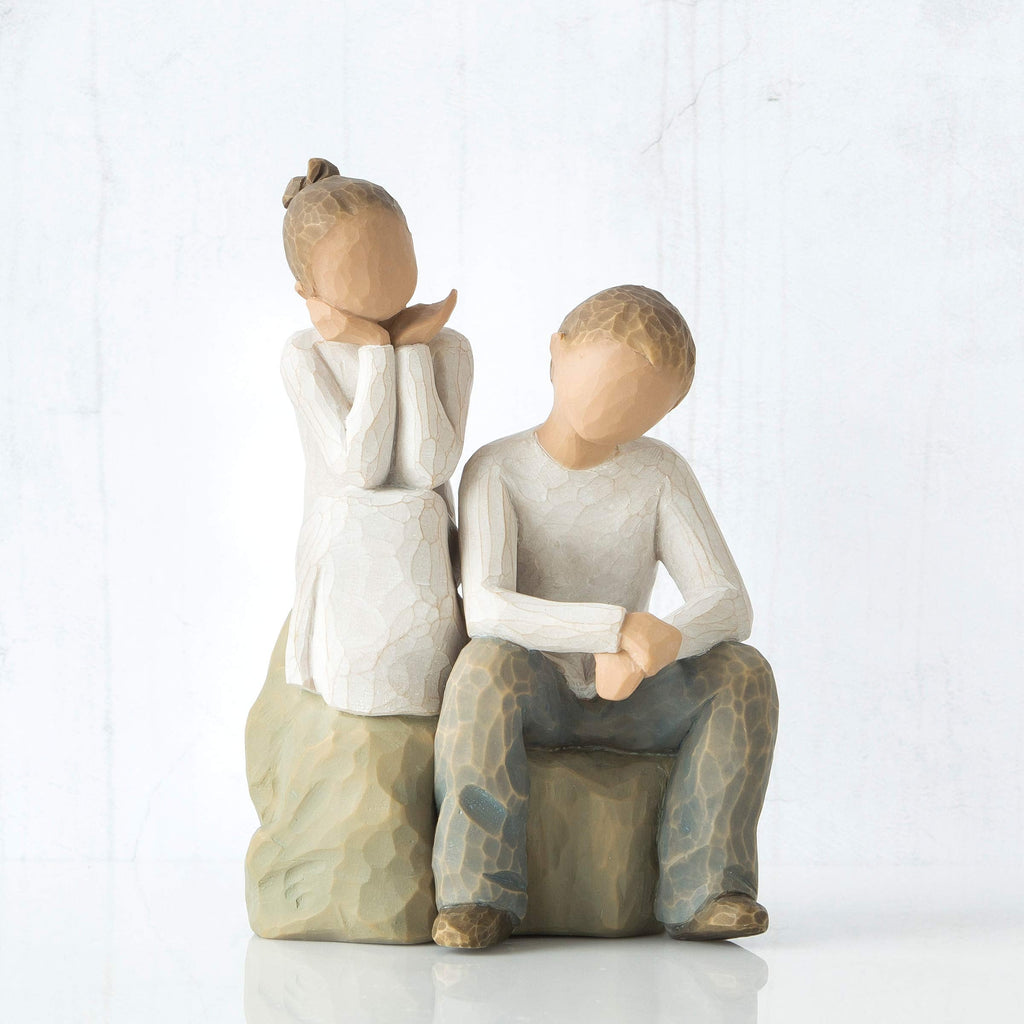 Willow Tree Brother and Sister Figurine - Hand-Painted 5.5 Inch Sculpture