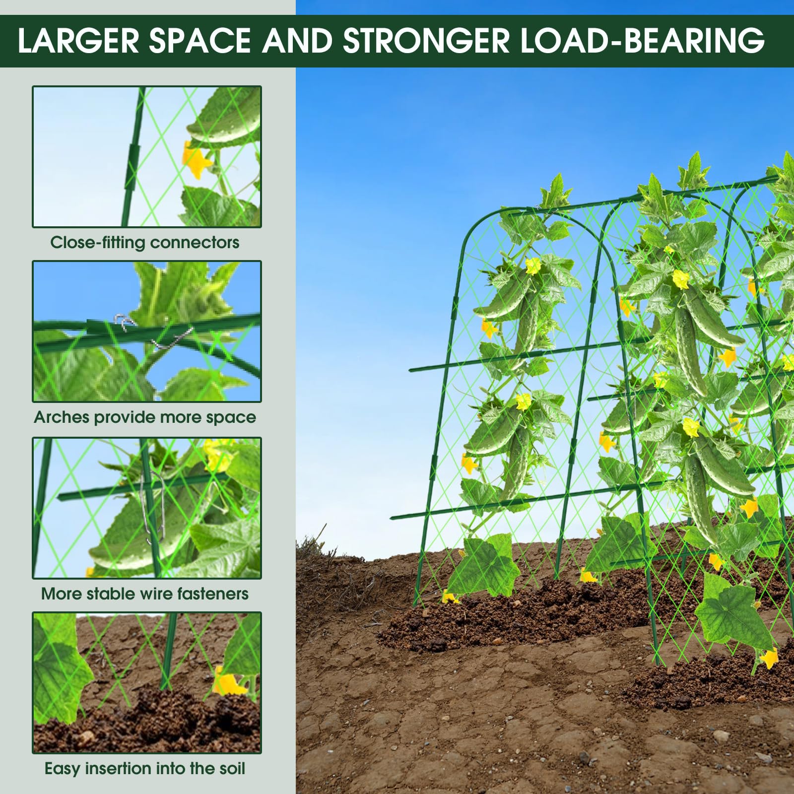 Hoyejyou U-Shape Cucumber Trellis - 65x48 Metal Garden Arch for Plants