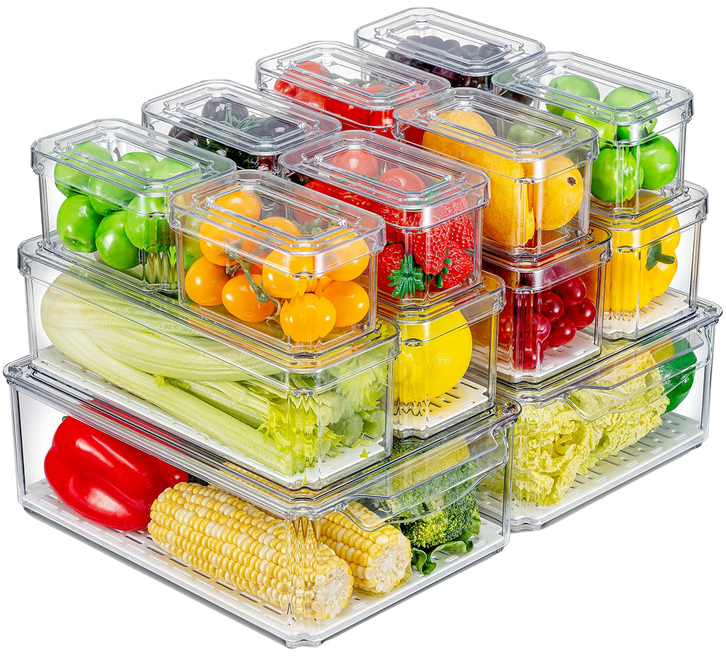 KUMD 14 Pack Fridge Organisers | Stackable BPA-Free Storage Containers