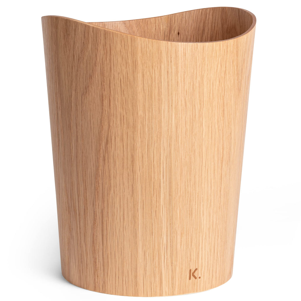 Kazai Oak Wood Waste Paper Bin – 9L Sustainable Office Trash Basket