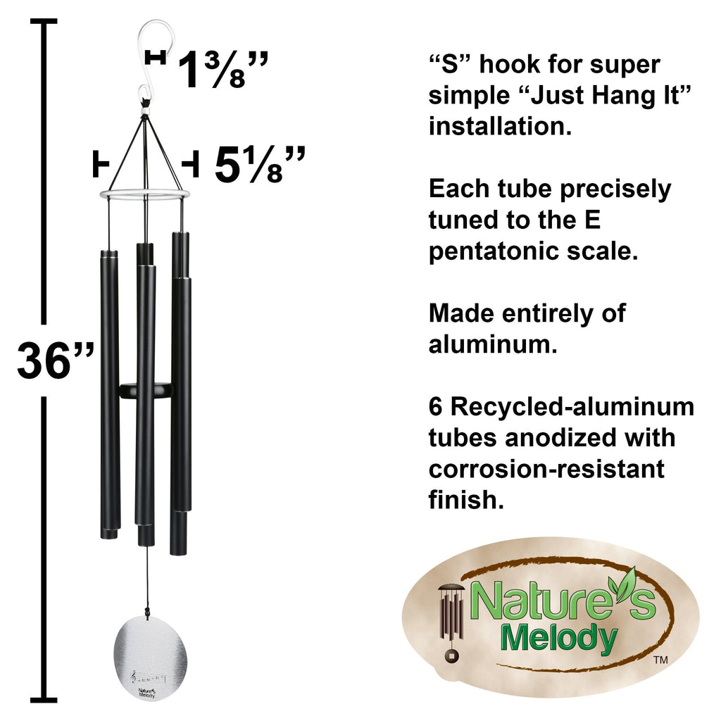 Nature's Melody Aureole Tunes Windchime – 36-Inch Black Recycled Aluminium