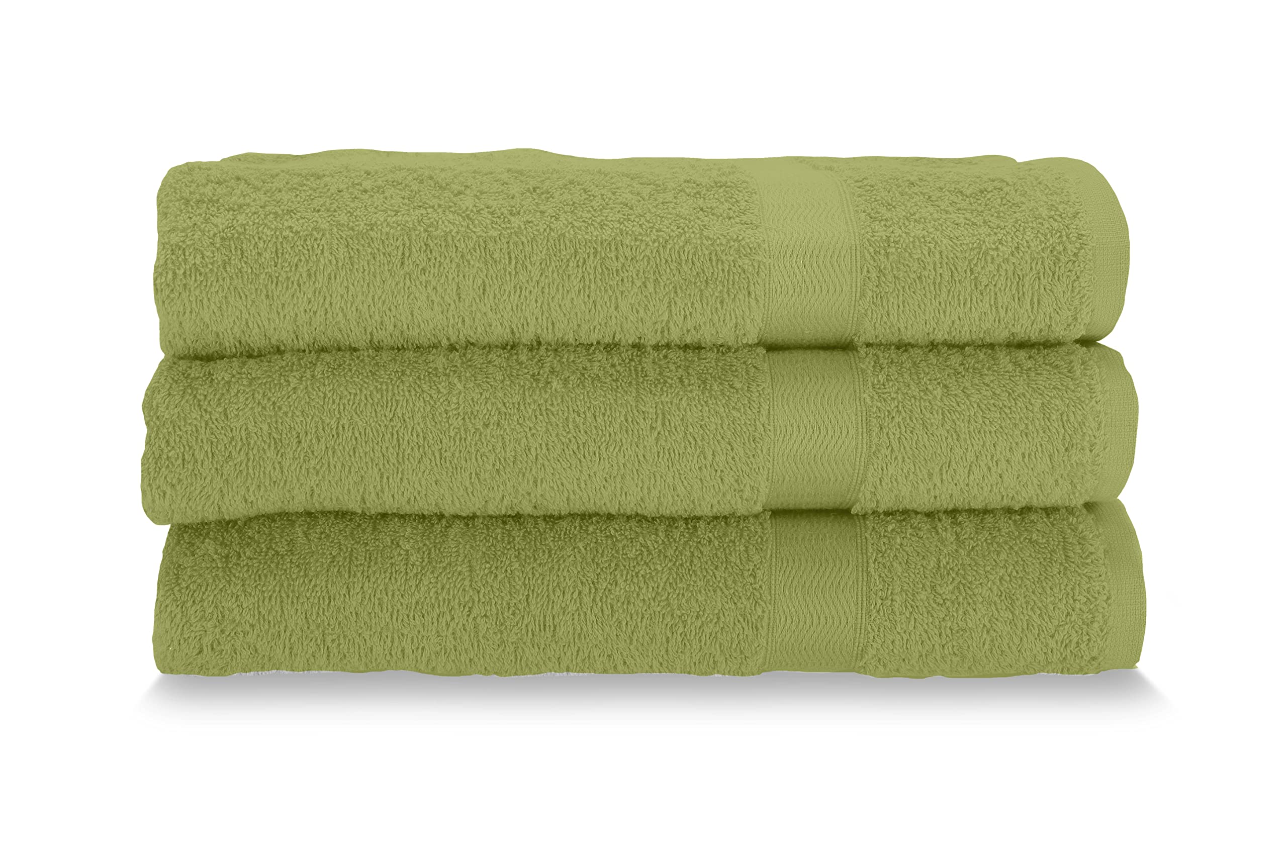 Gabel Pure Cotton Face Towels – Moss Green Terry Sponge Set of 3