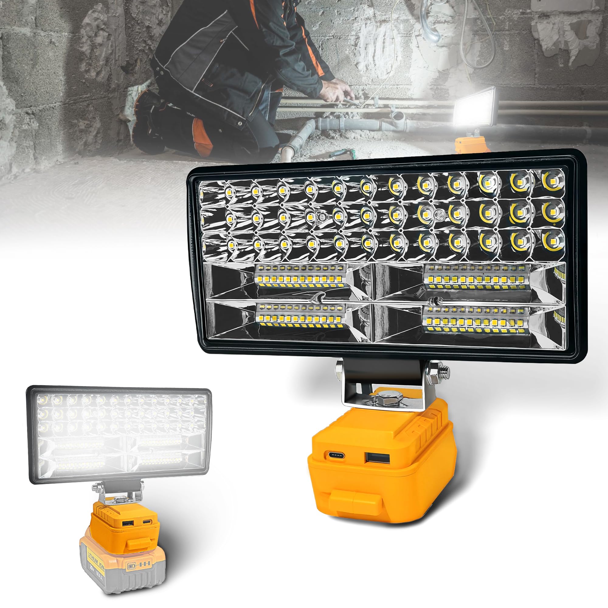 90W LED Work Light for Dewalt 18V - 6800LM Jobsite Spotlight
