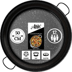 Alises Enamelled Carbon Steel Paella Pan | 50 cm Non-Stick - 12 Servings