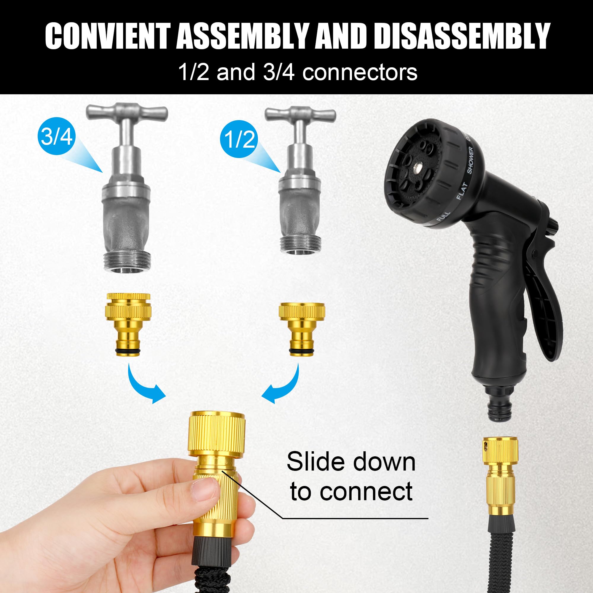 150FT Expandable Garden Hose with 10-Function Spray Nozzle