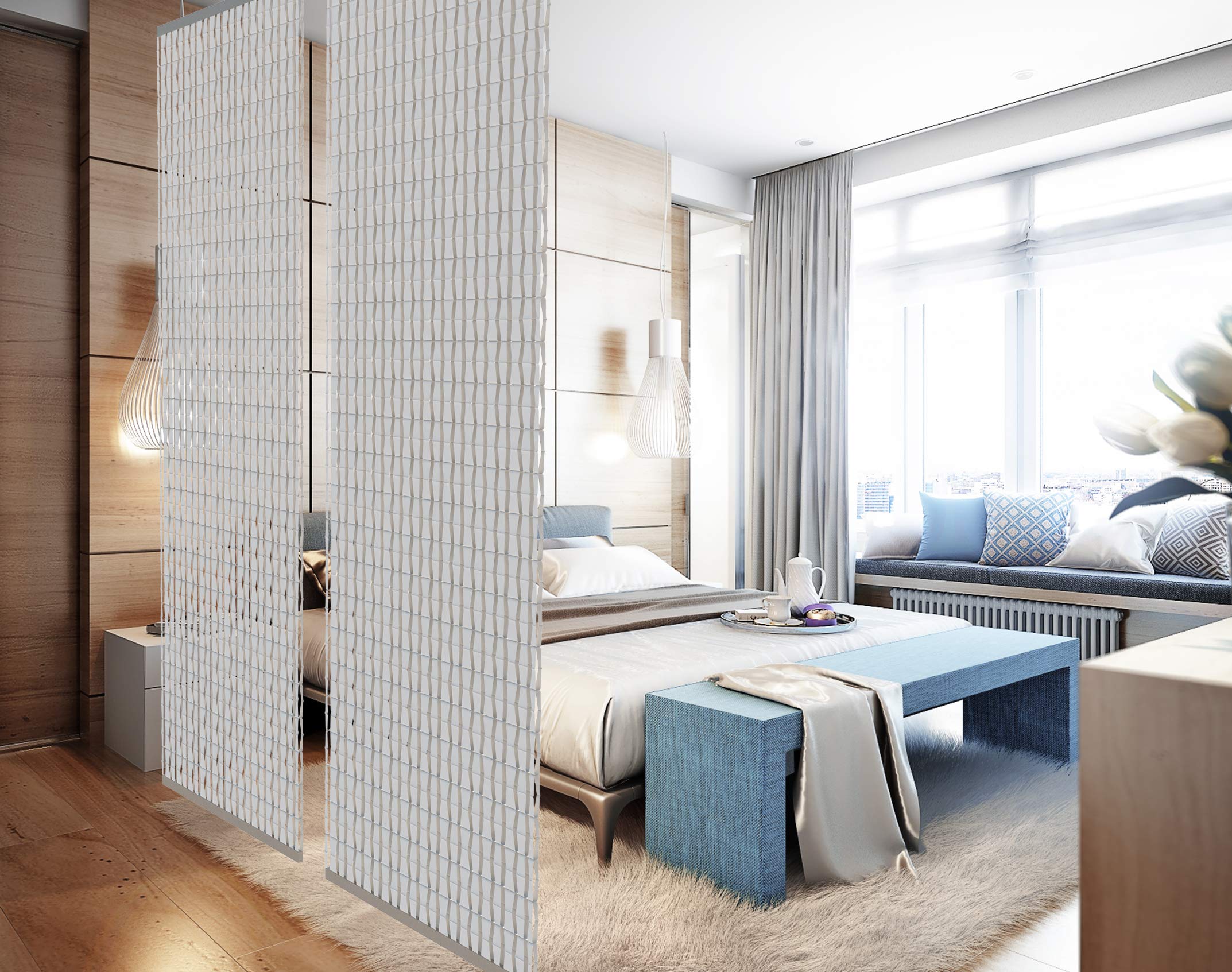YourCasa Translucent Hanging Room Divider – 118x240cm Privacy Screen